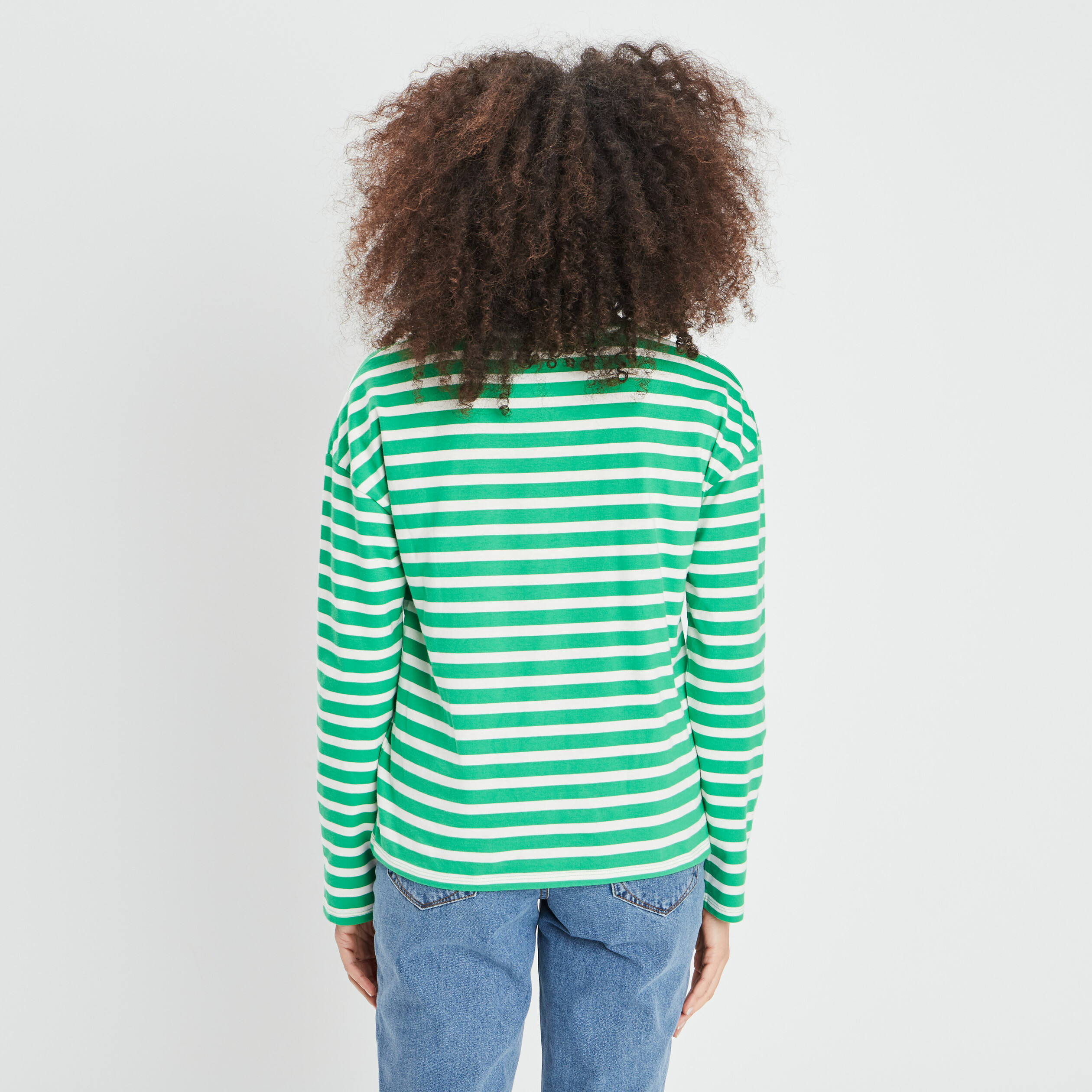 T-shirt marinière manches longues Creeks vert femme | La Halle