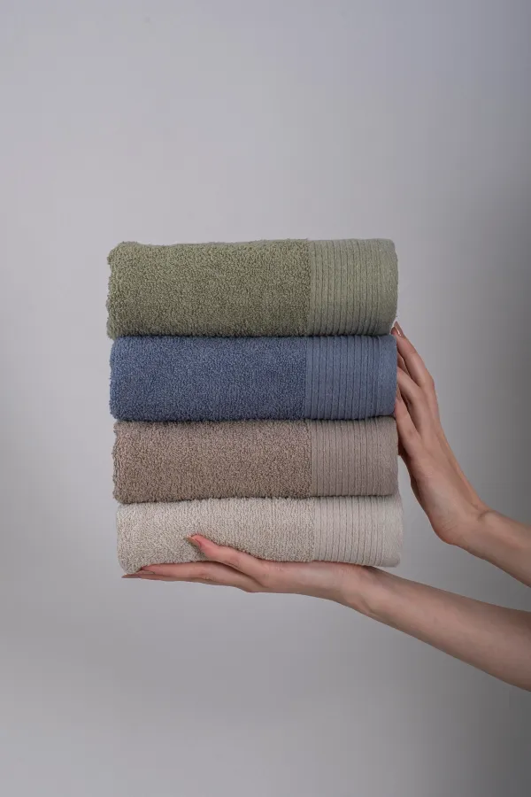 Güvenal  Asca-Set mit 4 50 x 90 cm großen Hand- und Gesichtstüchern | Handtuch | Handtuchset