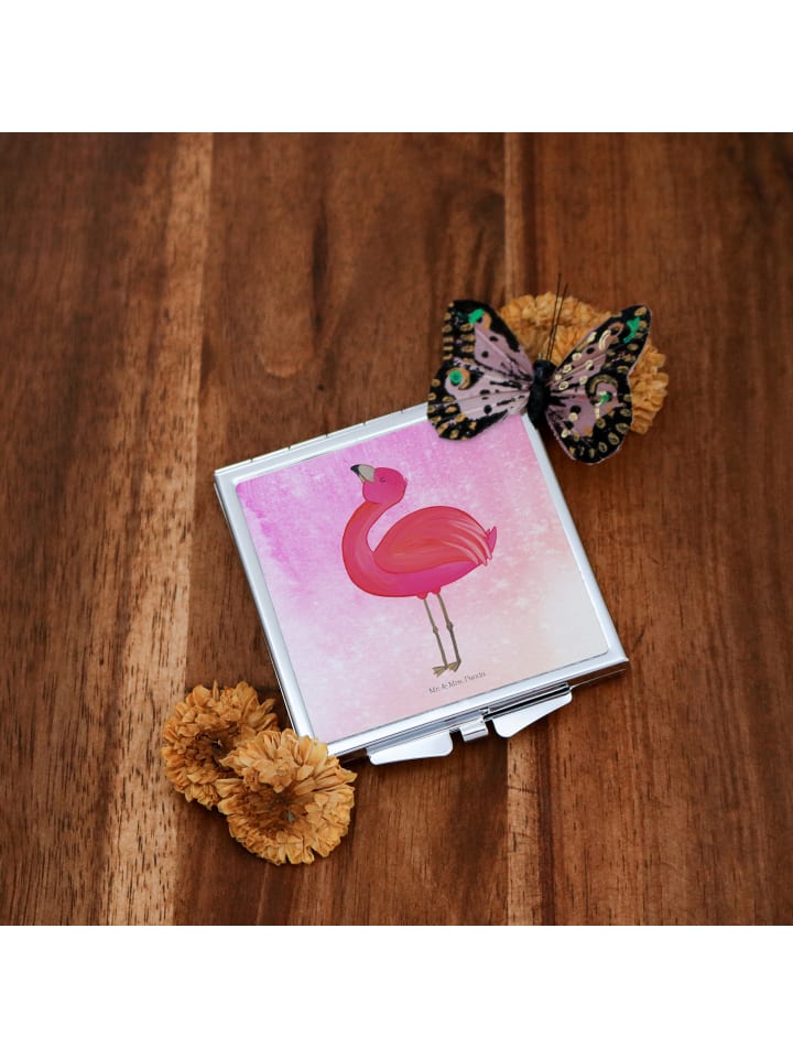 Mr. & Mrs. Panda Handtaschenspiegel quadratisch Flamingo Stolz o... in Aquarell Pink günstig kaufen onesize