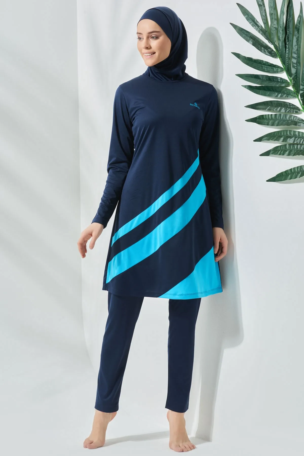 C&City  Vollständig bedeckter Hijab-Badeanzug C11020 Dunkelmarineblau