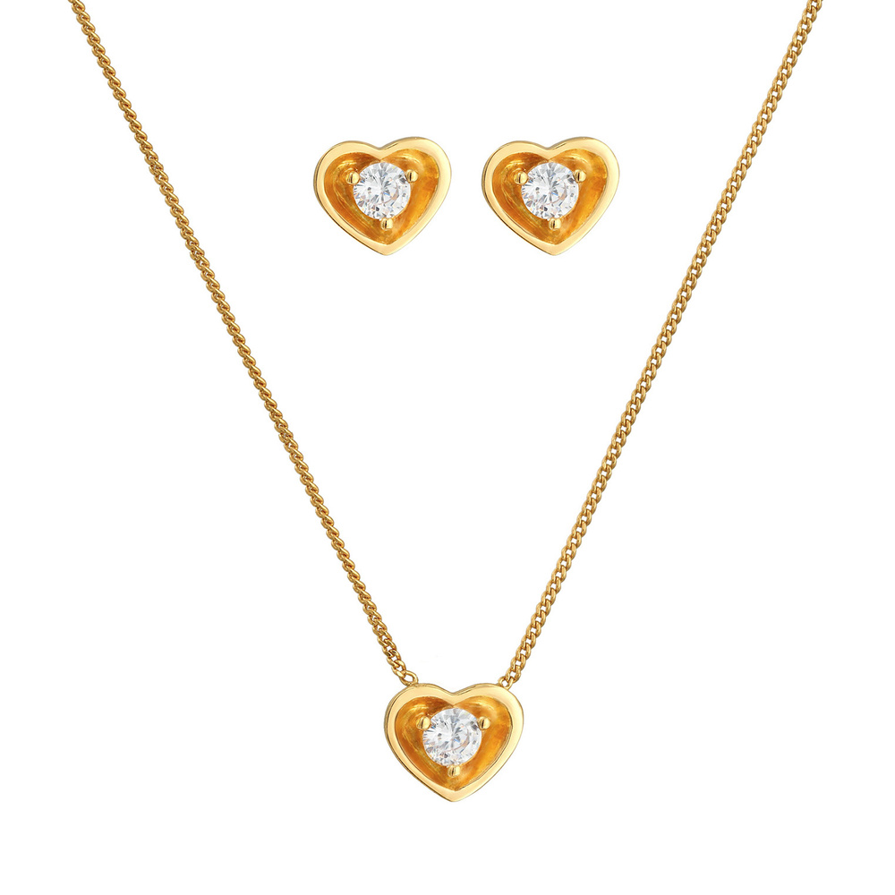 Elli Elli Ensemble de Bijoux Pendentif coeur pour femme Boucles d'oreilles élégantes a Bijoux