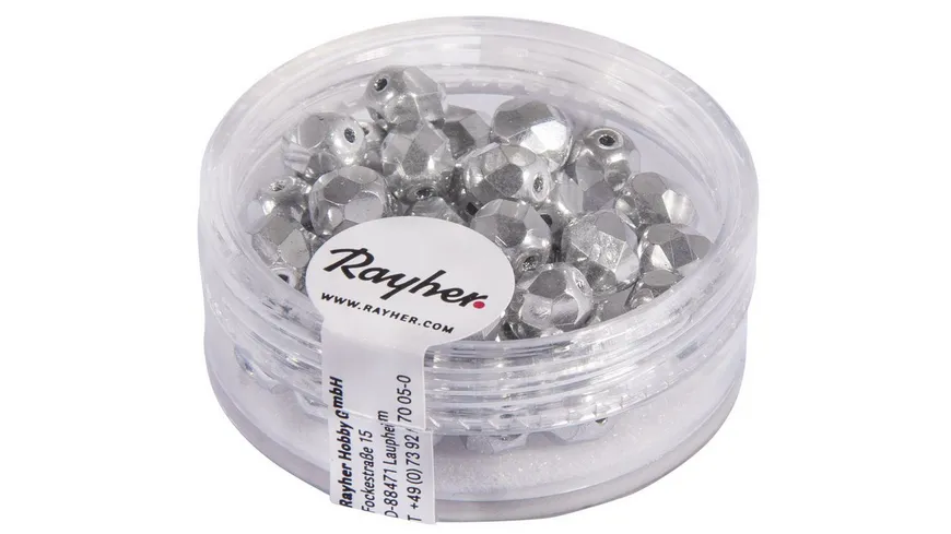 rayher Glas Schliffperle 6mm ø Brillant Silber