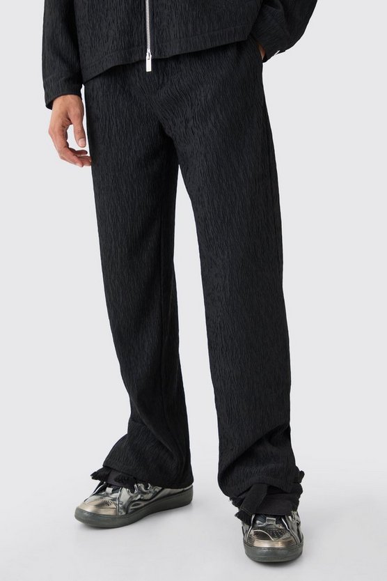 Smarte strukturierte Satin-Hose mit geteiltem Saum