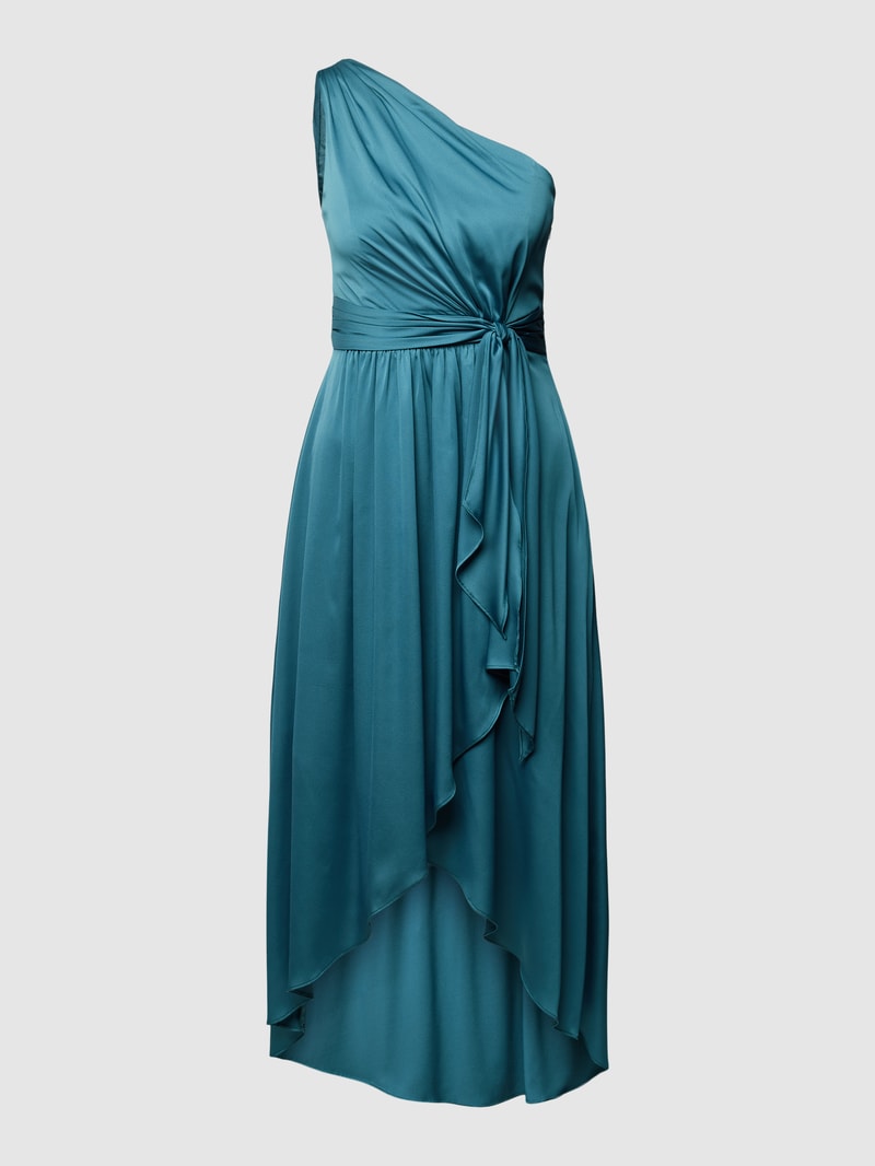 Cocktailkleid mit One-Shoulder-Träger in smaragdgrün meliert