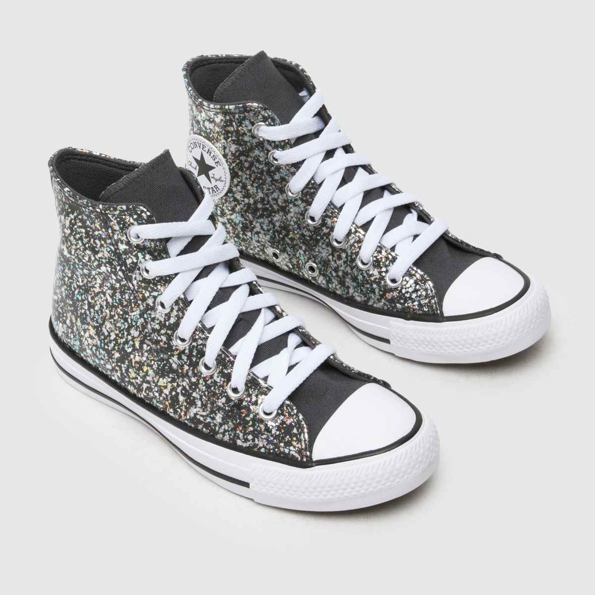 Converse svarta multifärgade all star hi glitter flickor ungdomsskor