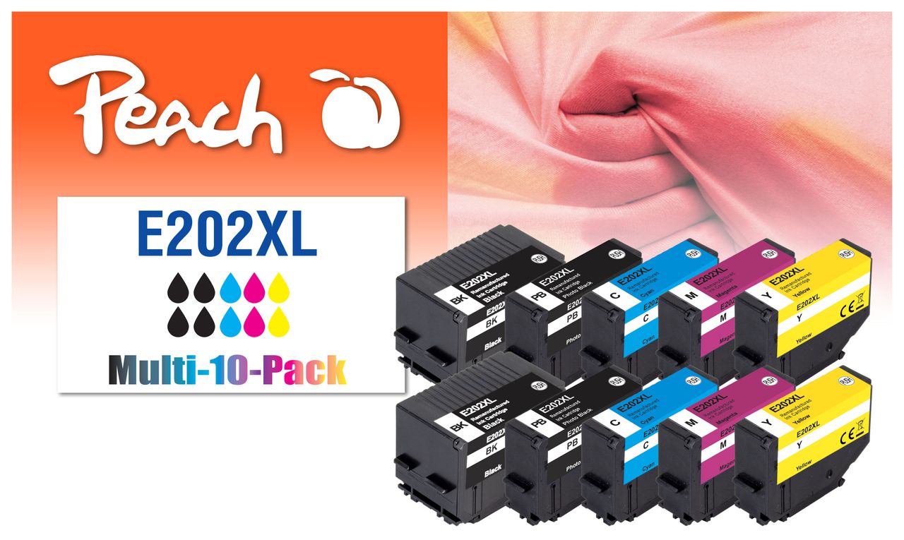 Peach 10er-Pack Tintenpatr., ersetzt Epson No. 202XL