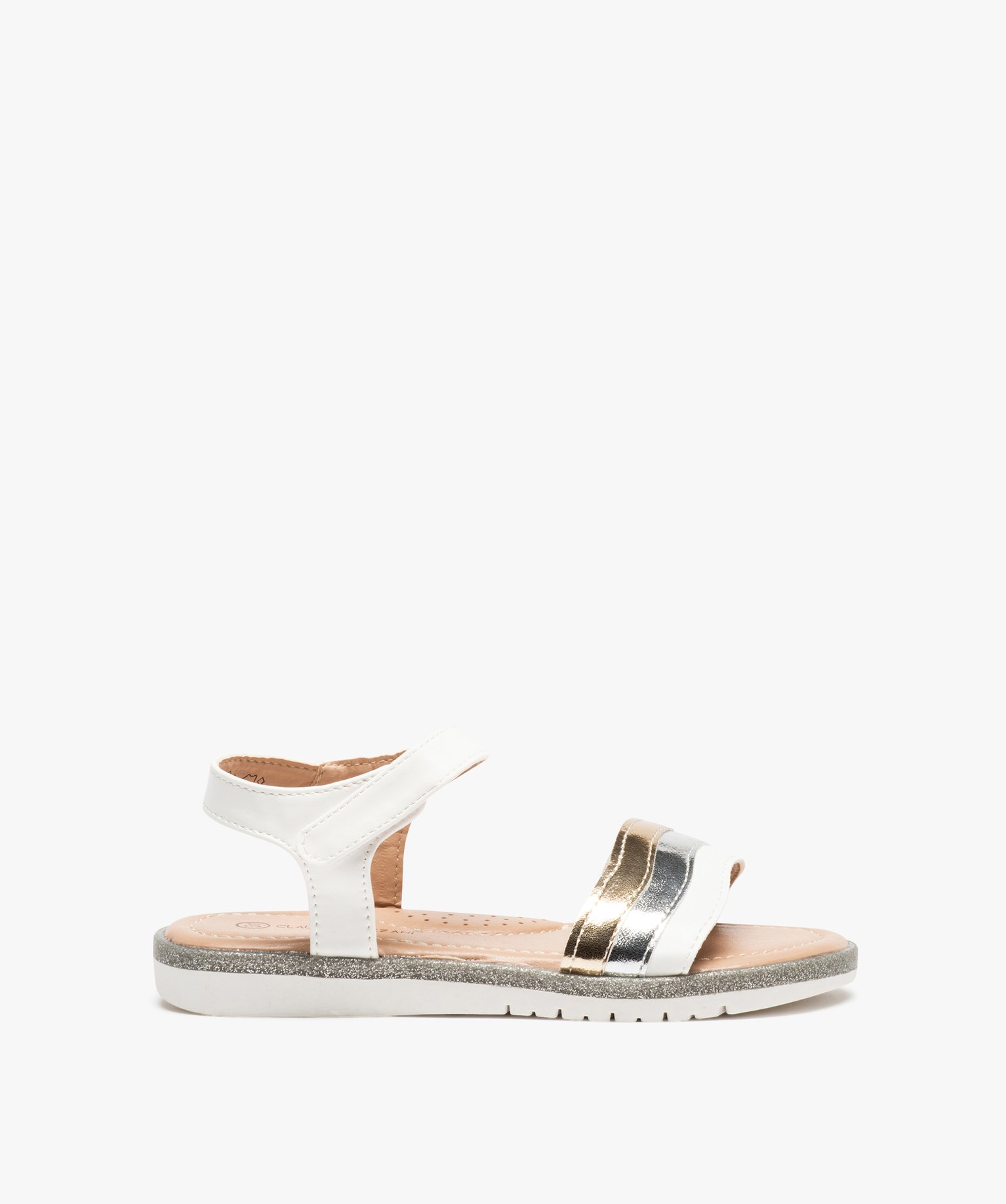 Sandales fille à brides effet métallisé et fermeture à s... blanc | GEMO