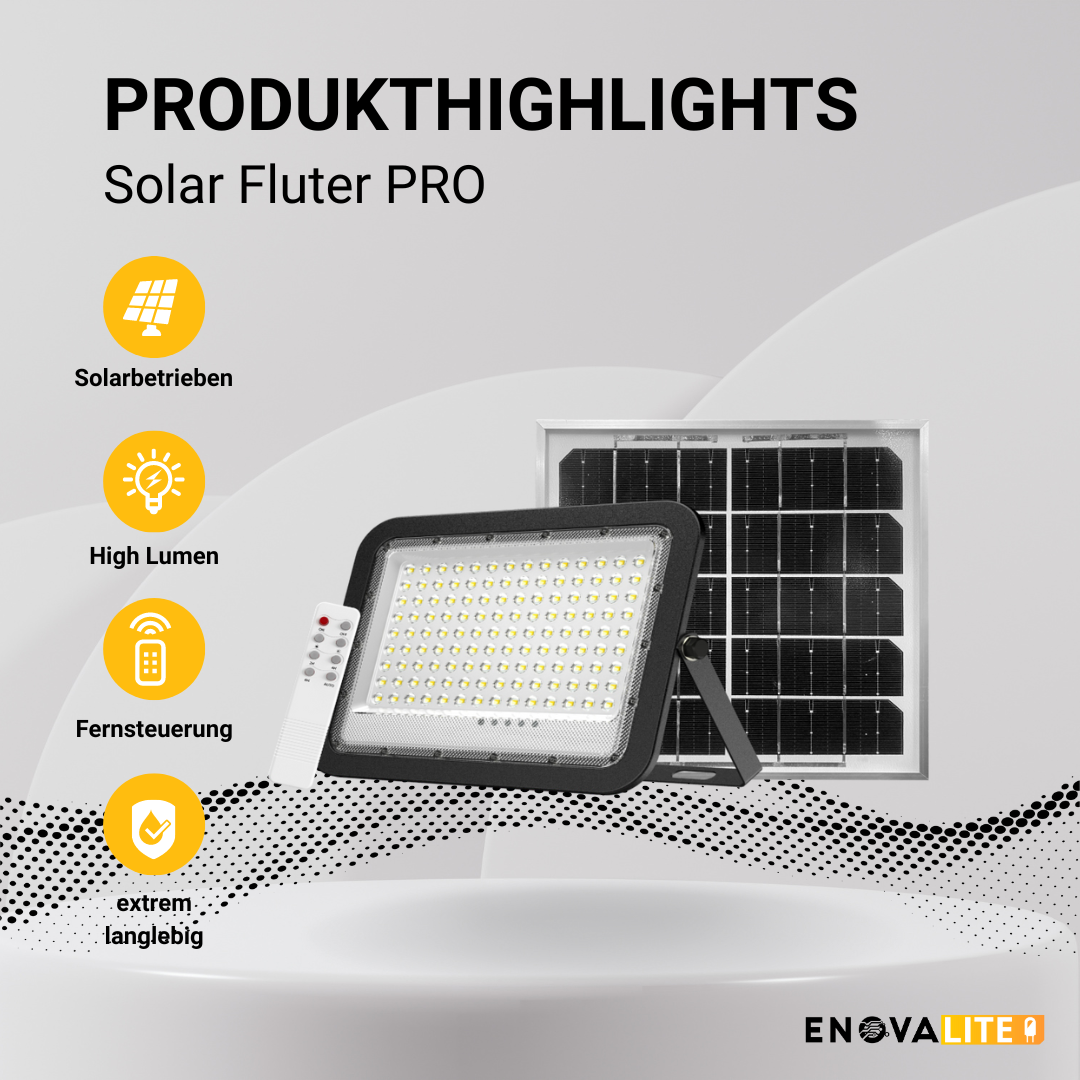 ENOVALITE Solarstrahler PRO, LED-Fluter, Solar mit Akku, 20 W PV