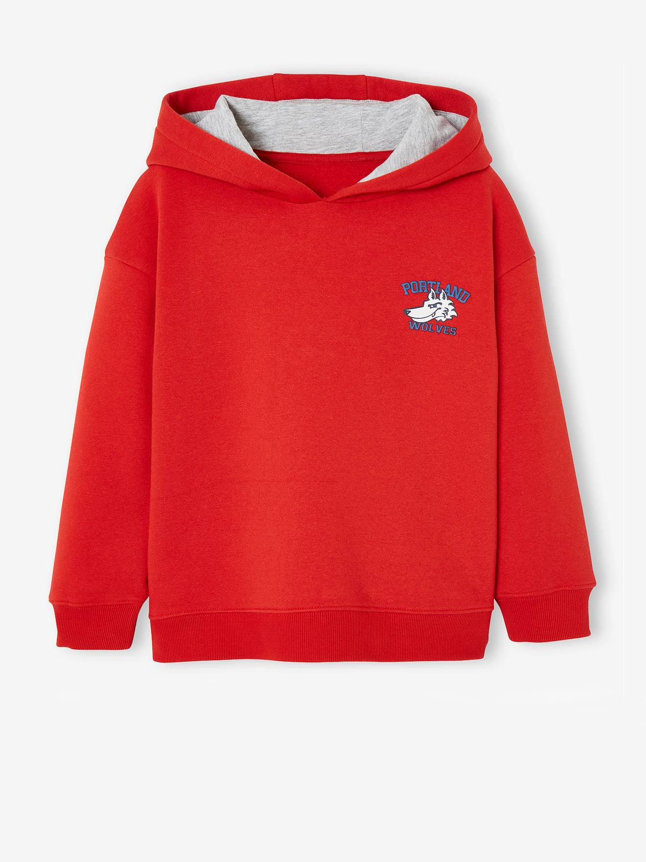 Sweat à capuche sport grand motif team Portland au dos garçon rouge