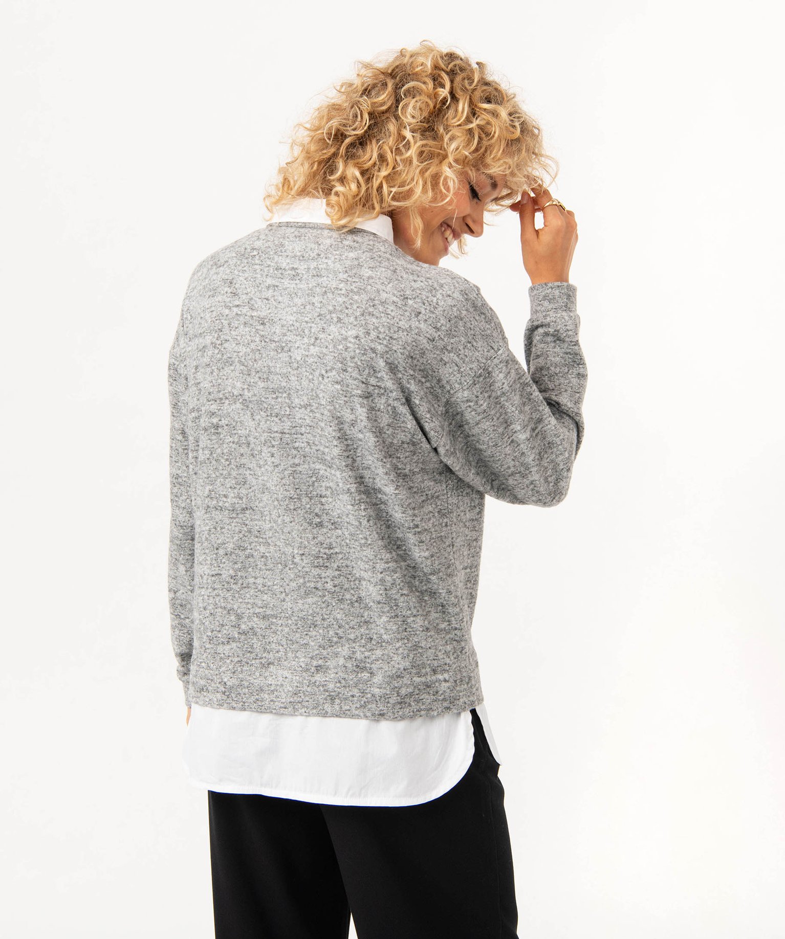 Pull avec chemise effet 2 en 1 femme - Harvard gris | GEMO