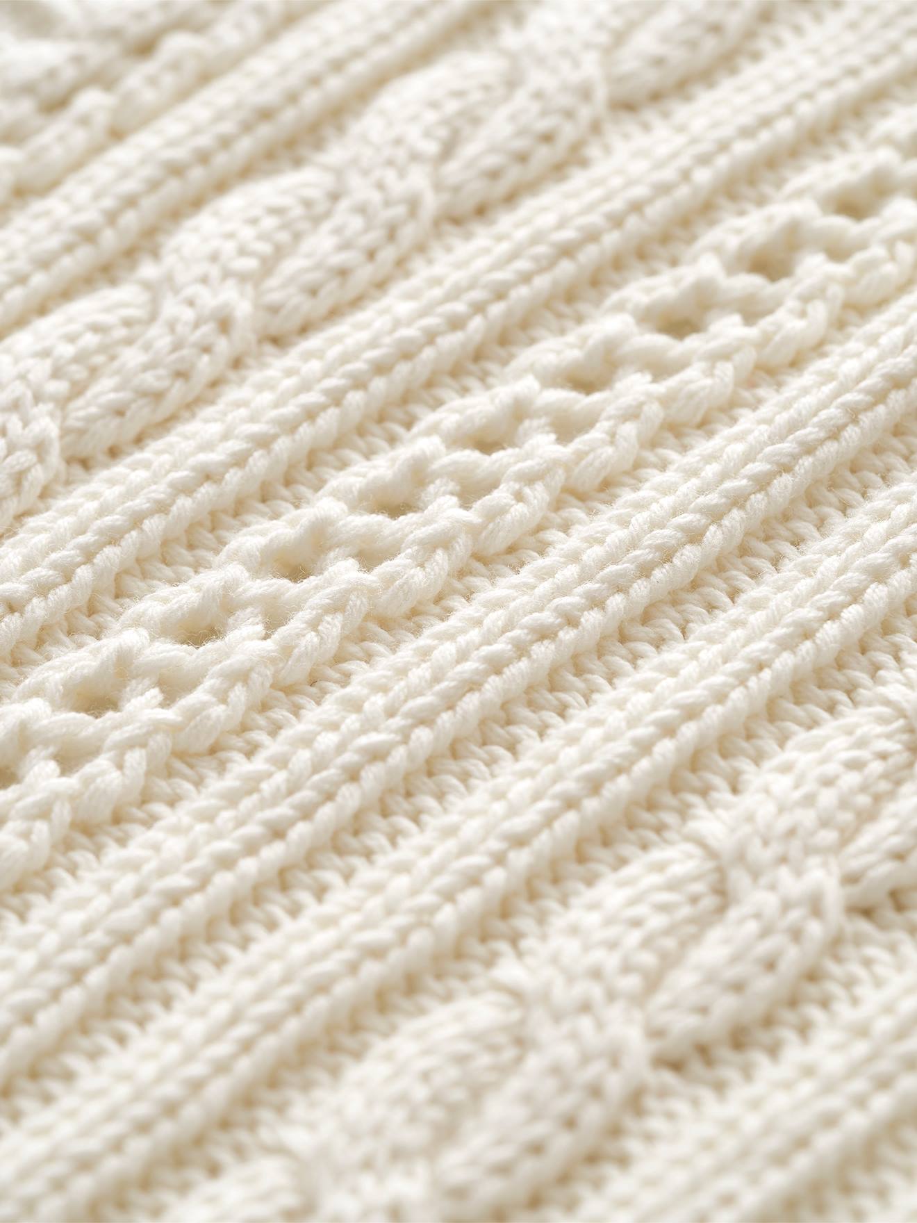 Vertbaudet Babydecke, Strick - wollweiß