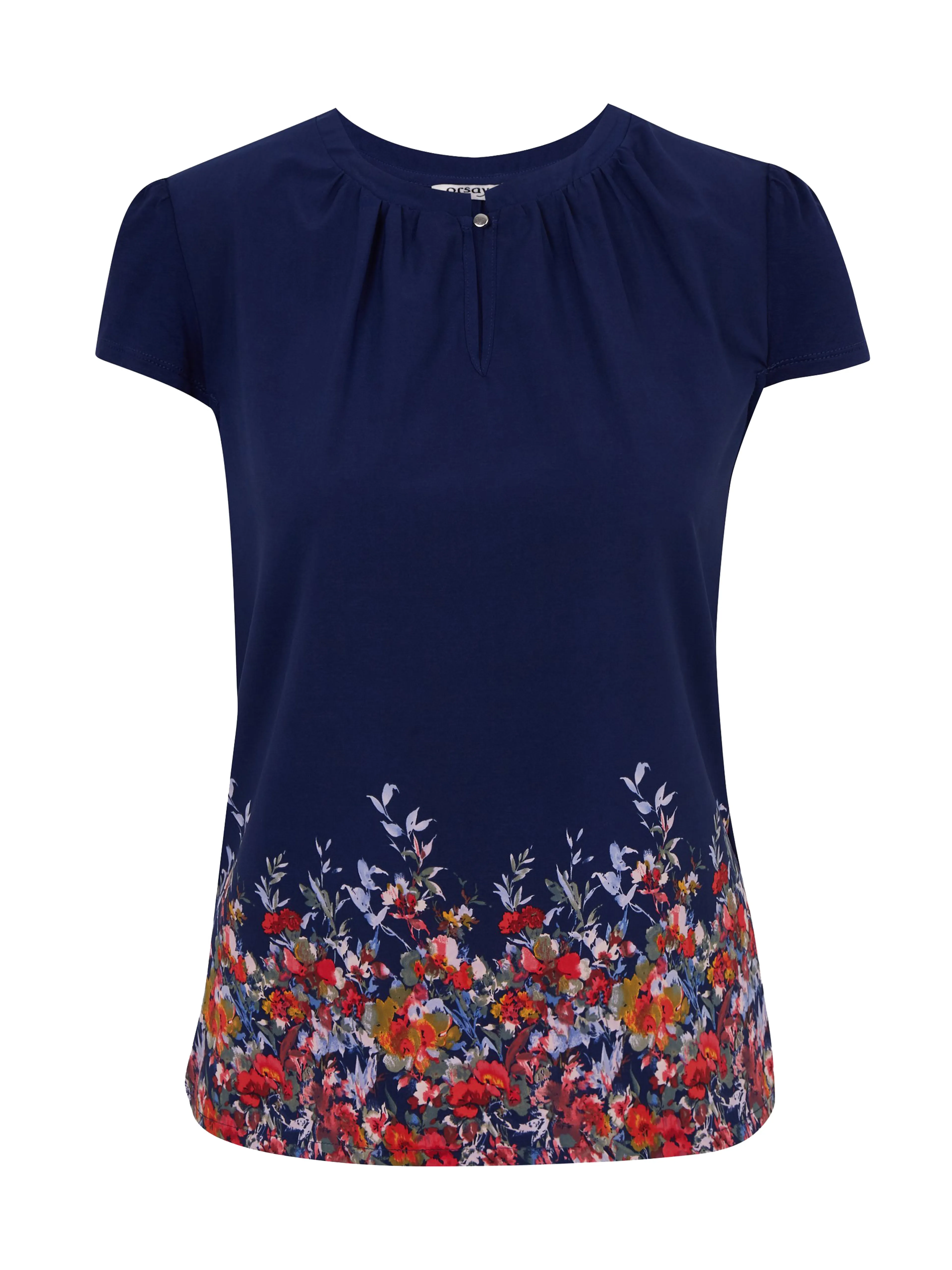 Dunkelblaue Damen-Blumenbluse ORSAY