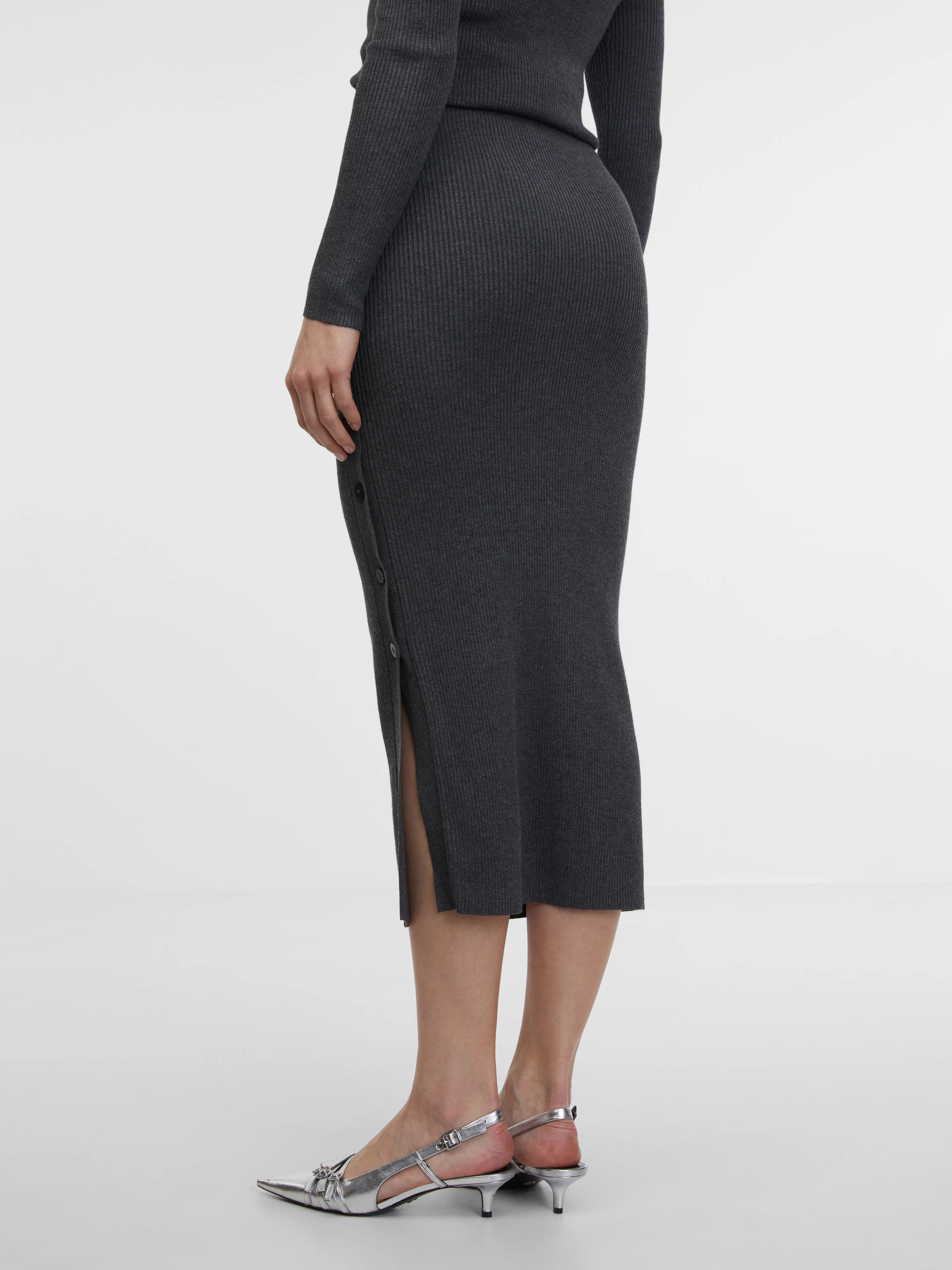Grauer Damen-Pullover-Midirock ORSAY