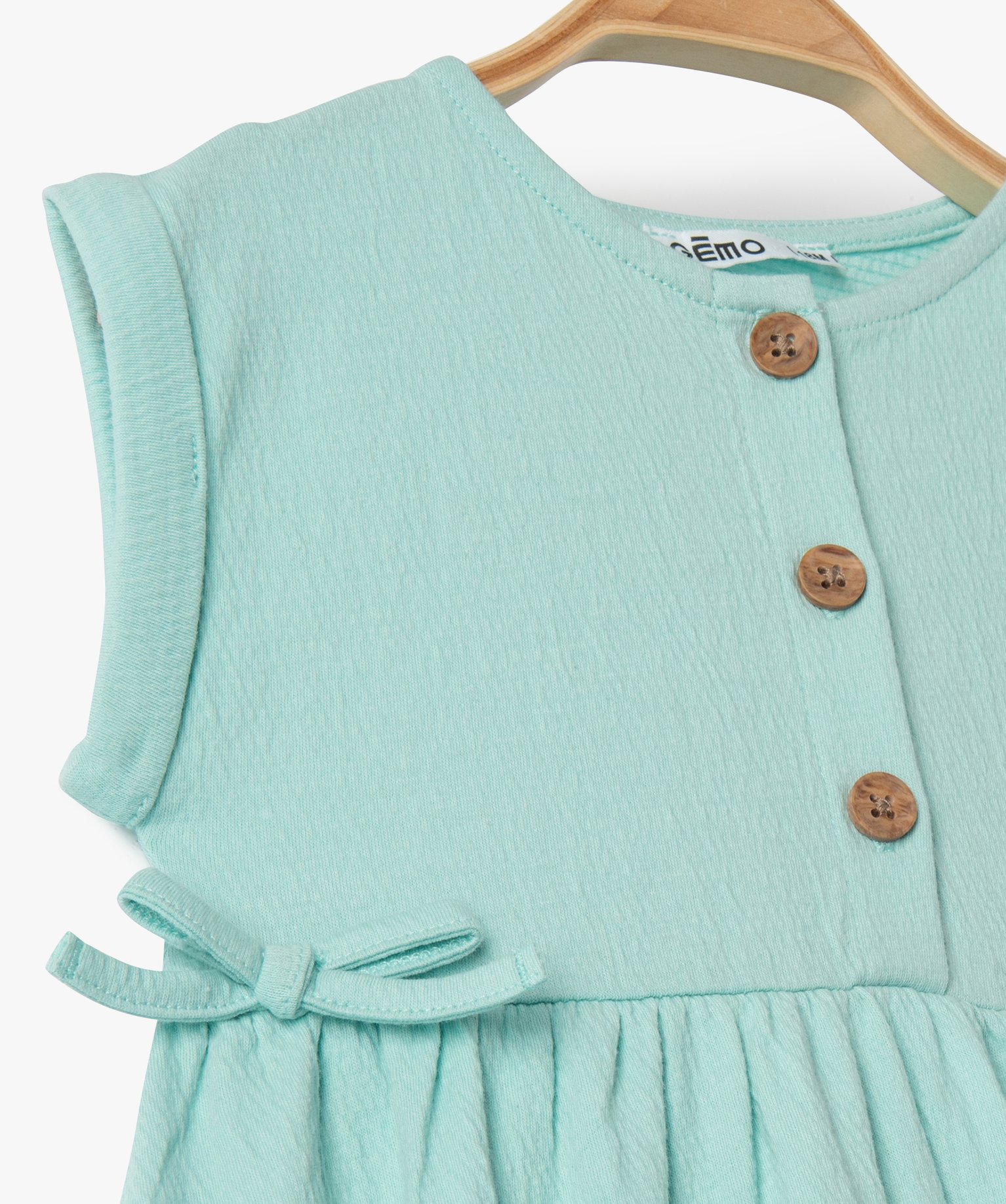 Robe bébé fille avec haut boutonné et jupe large vert clair | GEMO