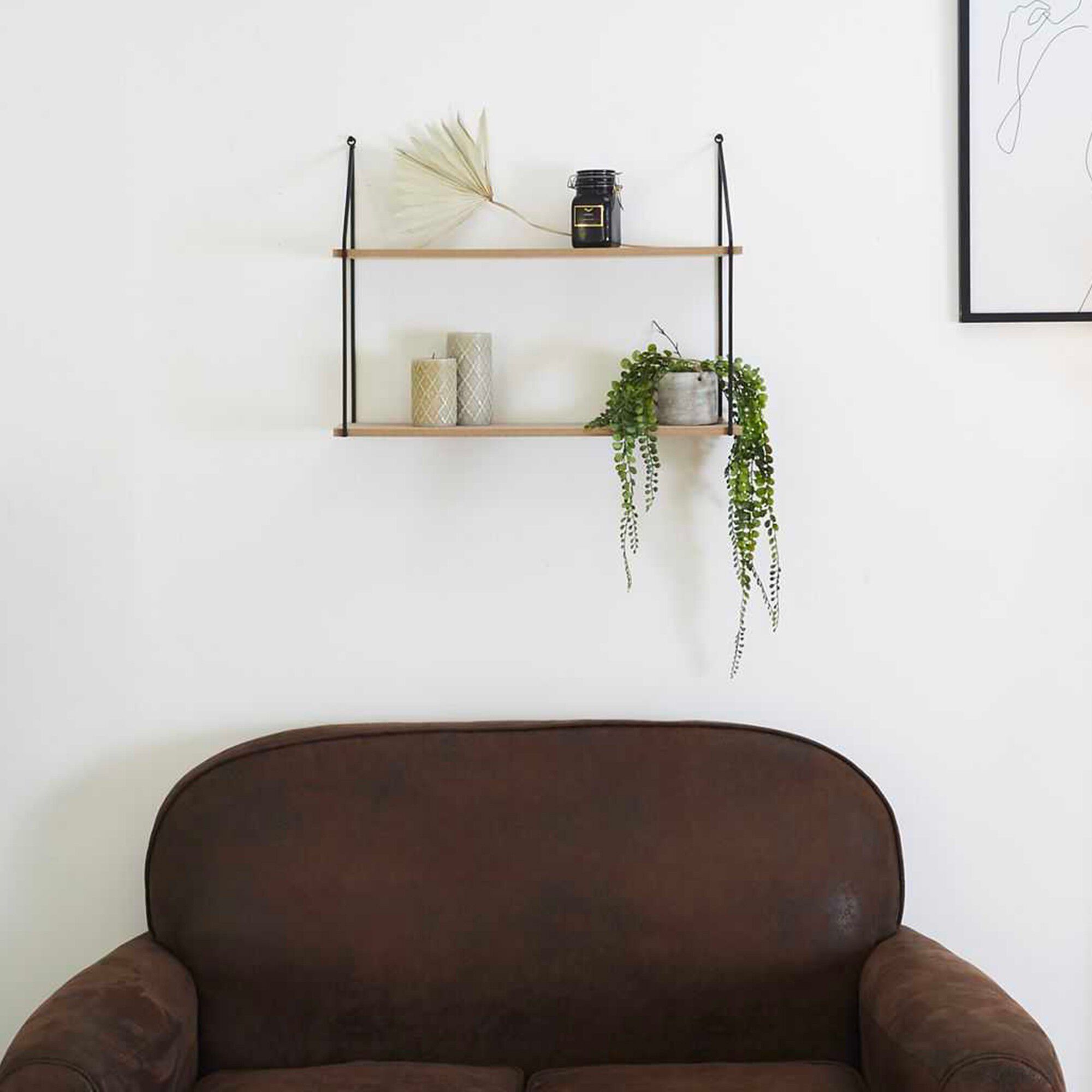 Etagère style industriel métal et bois – 2 tablettes