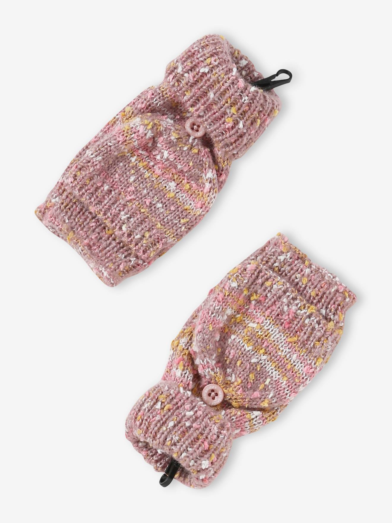 Vertbaudet Mädchen-Set: Mütze, Rundschal & Handschuhe - malve