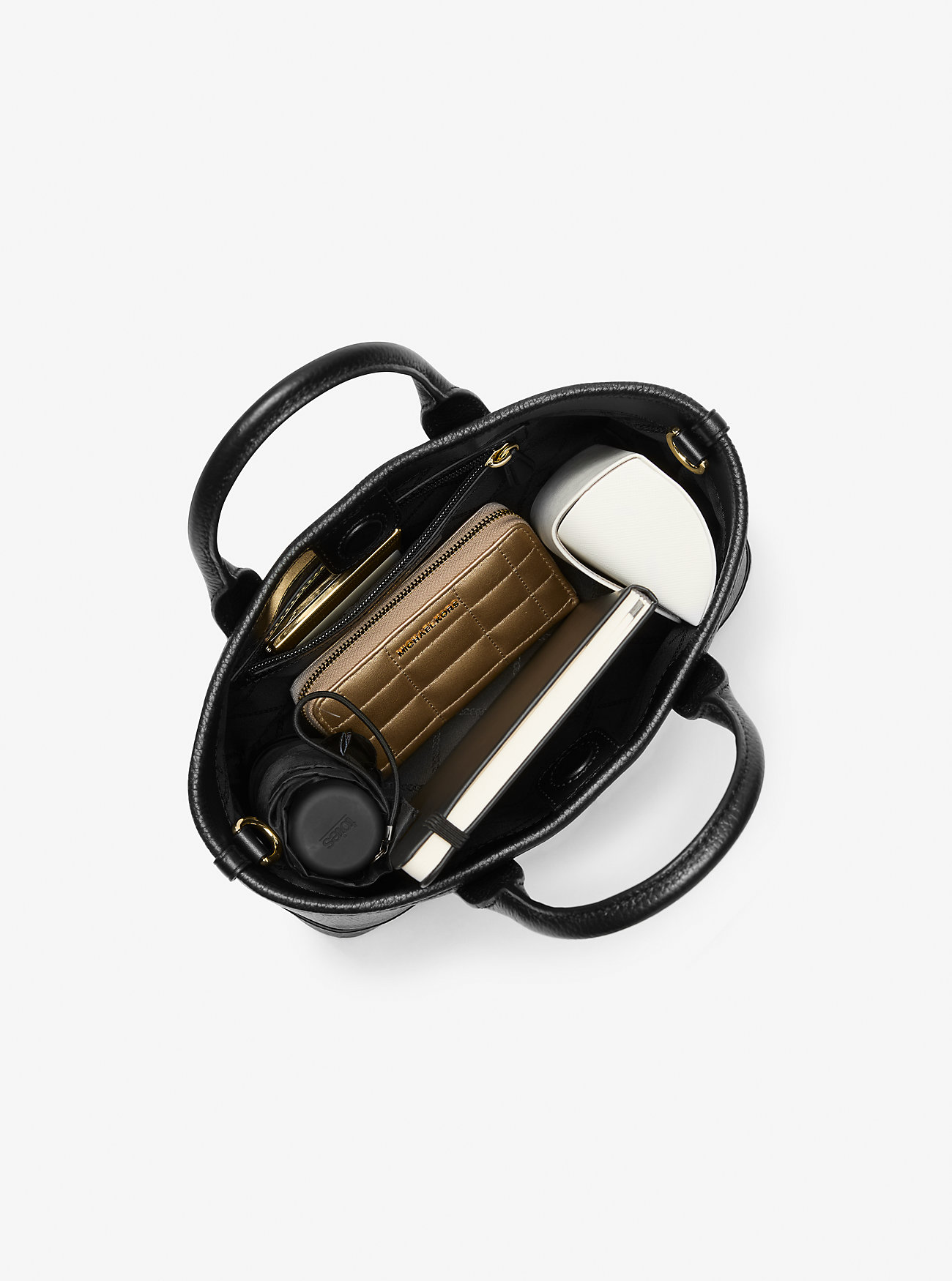 Luisa Small Pebbled Leather Satchel - BLACK