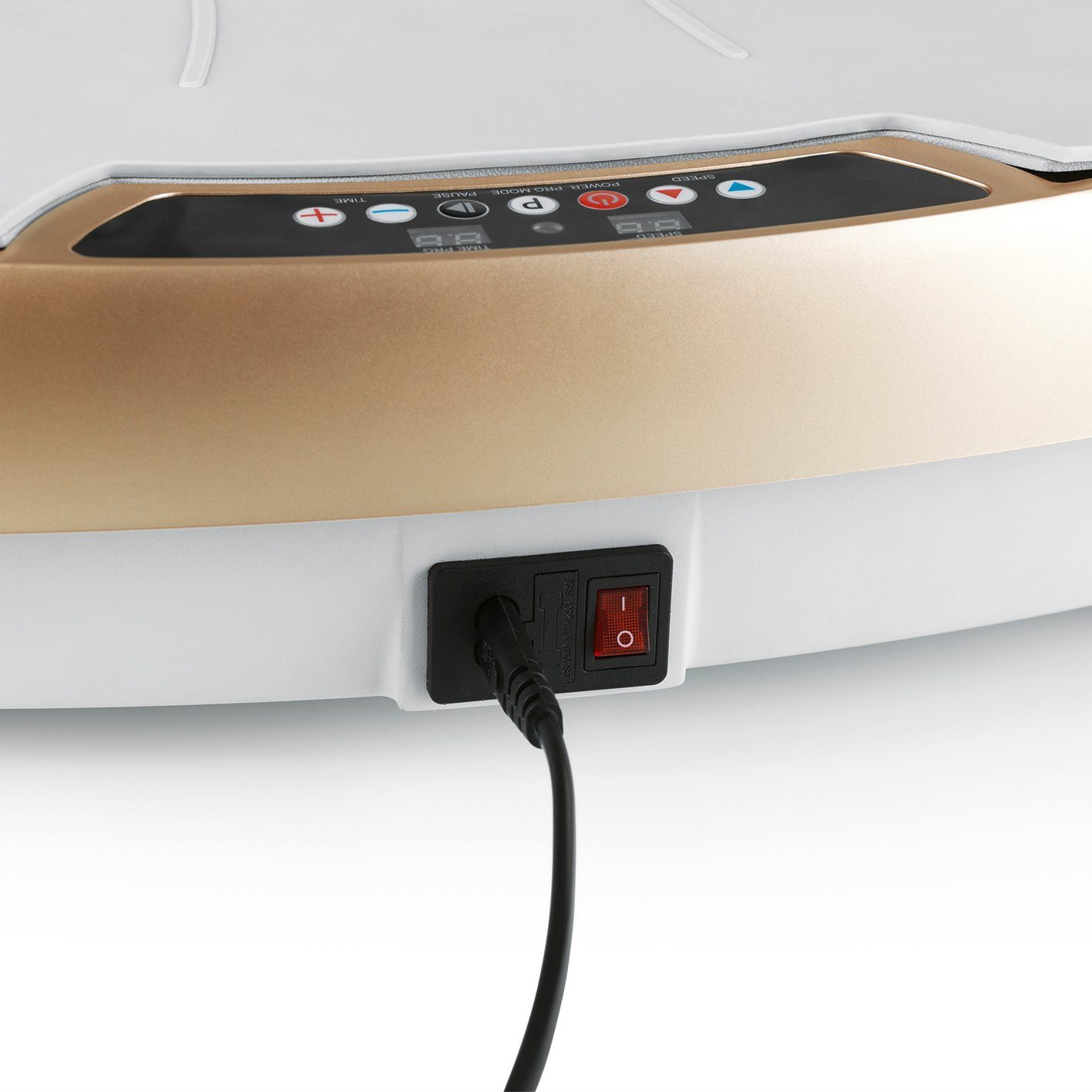 VITALmaxx Vibrationsplatte Ganzkörpertrainer - inkl. Expanderbänder - 30 Stufen, 200 W, Champagner/Grau