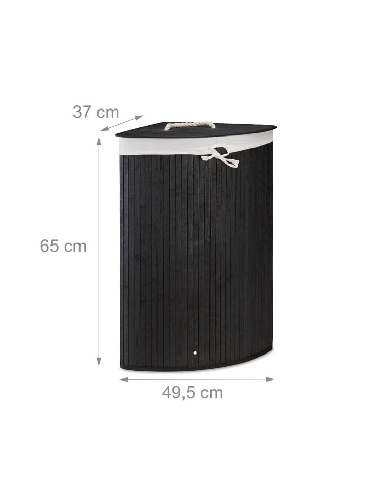 relaxdays 2 x Eckwäschekorb in Schwarz - (B)49,5 x (H)65 x (T)37 cm günstig kaufen onesize