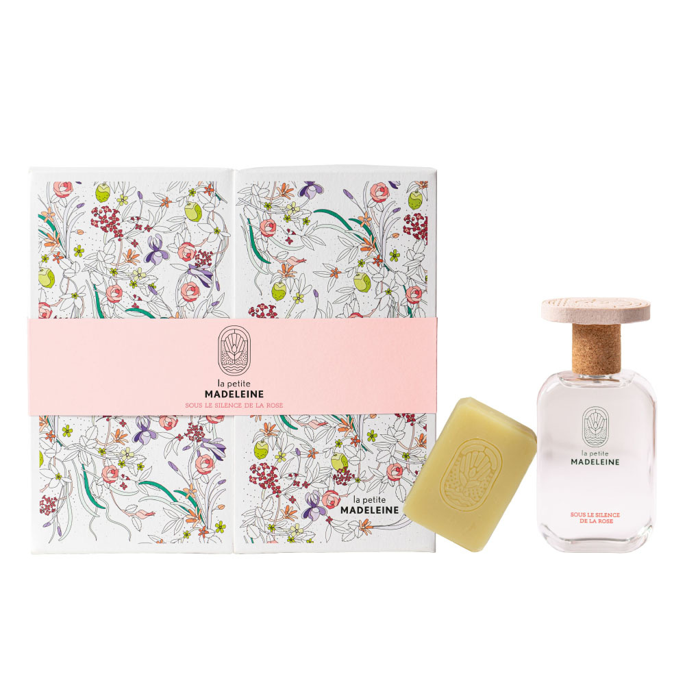 la petite madeleine Sous le silence de la Rose Coffret eau de parfum et savon