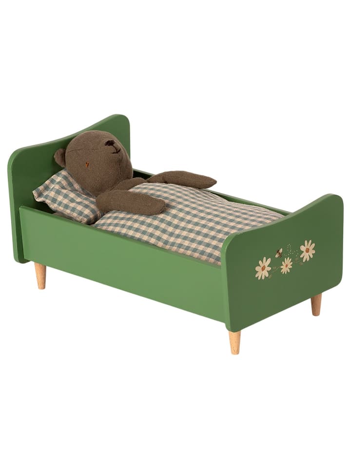 Maileg Bett aus Holz für Teddy Dad in Grün mit Blumen 26 cm günstig kaufen onesize