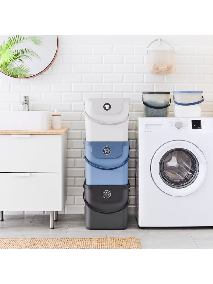 Rotho Albula Wäschesammler 40l mit Deckel, Kunststoff (PP recycelt) in Anthrazit günstig kaufen onesize