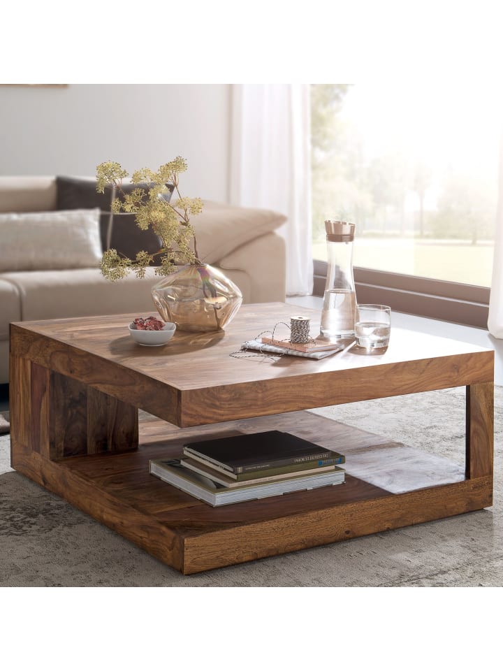 KADIMA DESIGN Couchtisch Massiv-Holz Sheesham 90 cm breit Design Wohnzimmer-Tisch günstig kaufen onesize