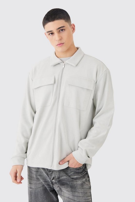 Smartes Overshirt aus Wildlederimitat mit Reißverschluss