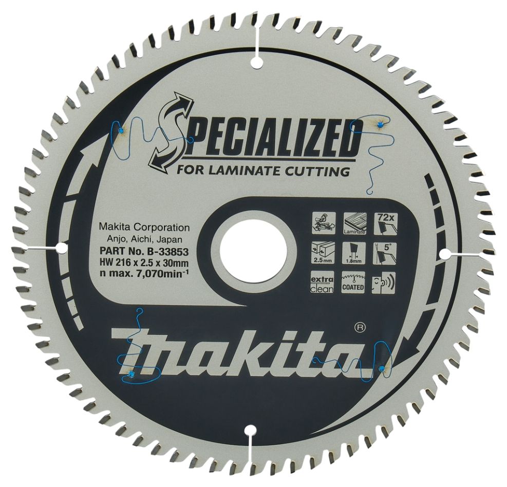 Brzeszczot do piły ukosowej B-33853 do laminatów specjalistycznych Makita TCG 216 x 30 x 2,5 mm T72