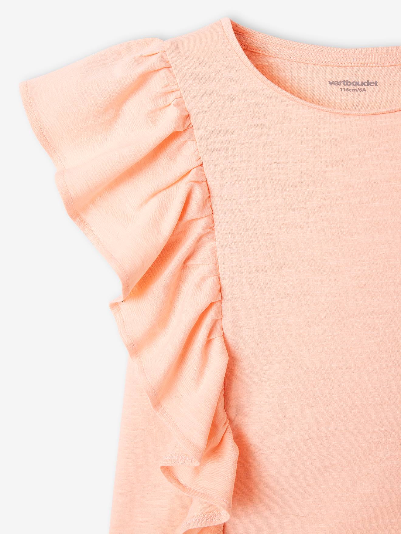 T-shirt à volants fille pêche