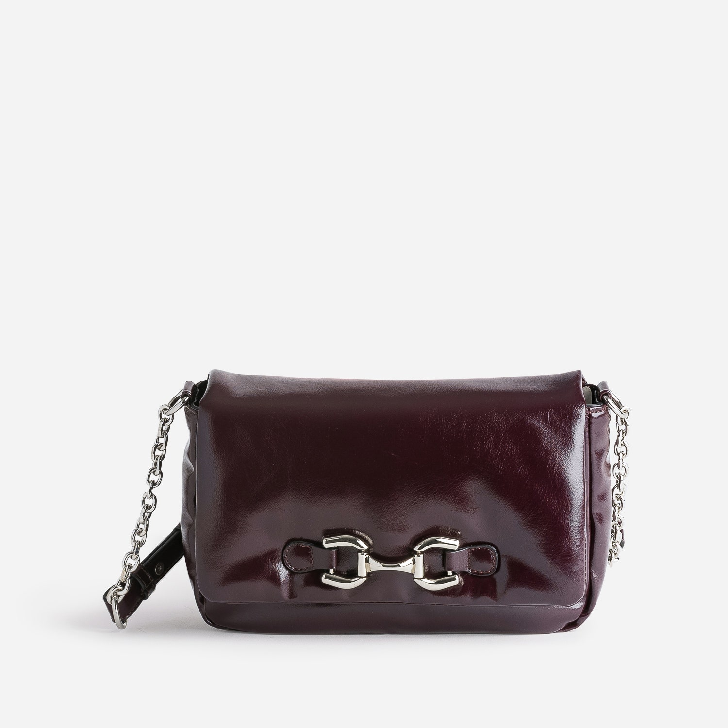 Sac à main TEXTO bordeaux glacé décor mors