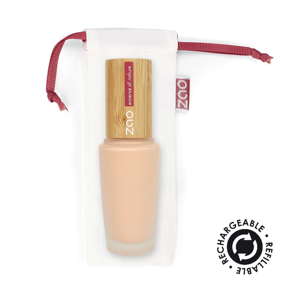 zao essence of nature Soie de teint 814 Beige rosé ZAO Fond de teint fluide Certifié Bio, Formule 100% naturelle, Vegan et Rechargeable