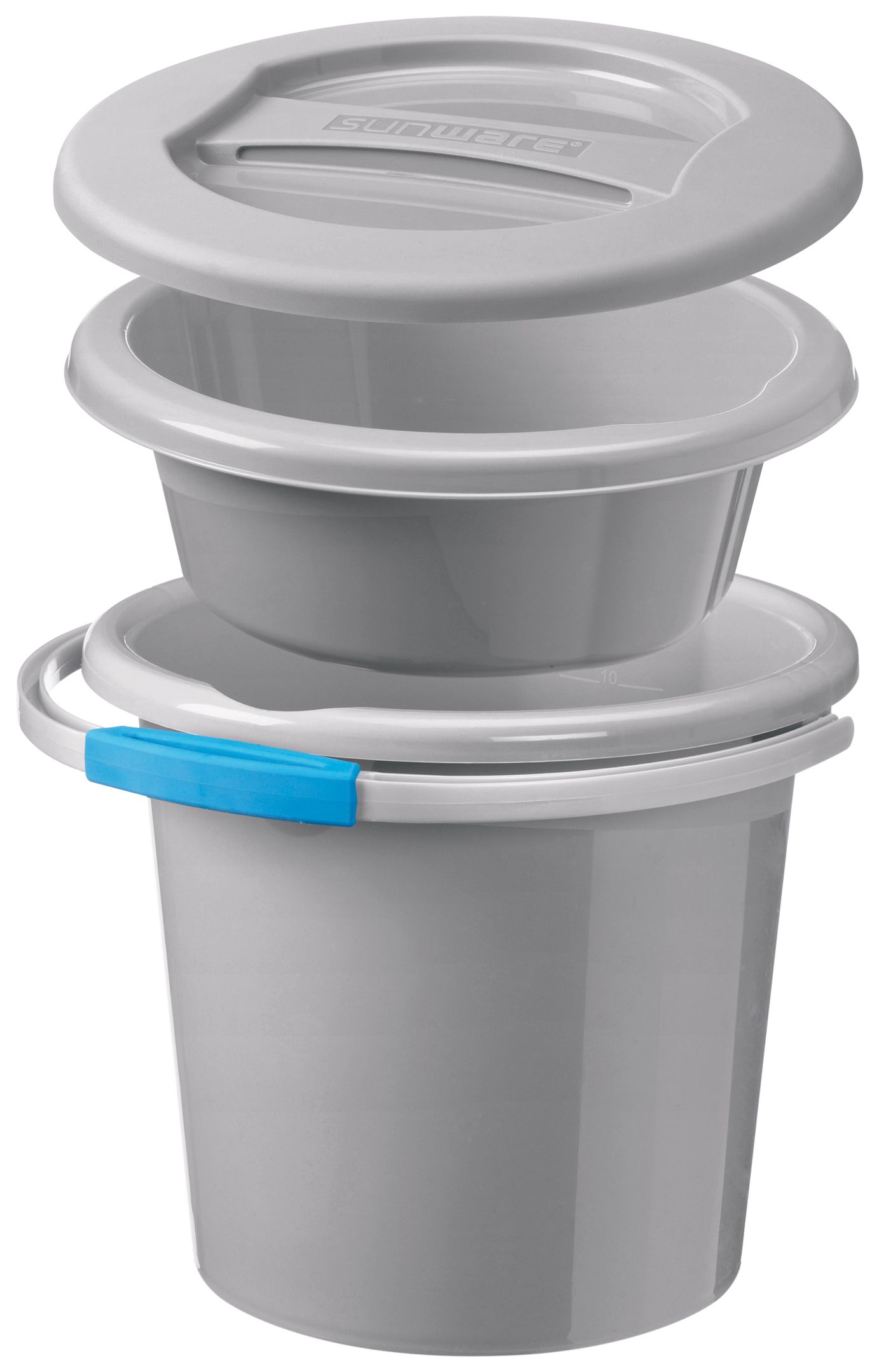 Sunware Water-line 12 Liter graues Eimer Set