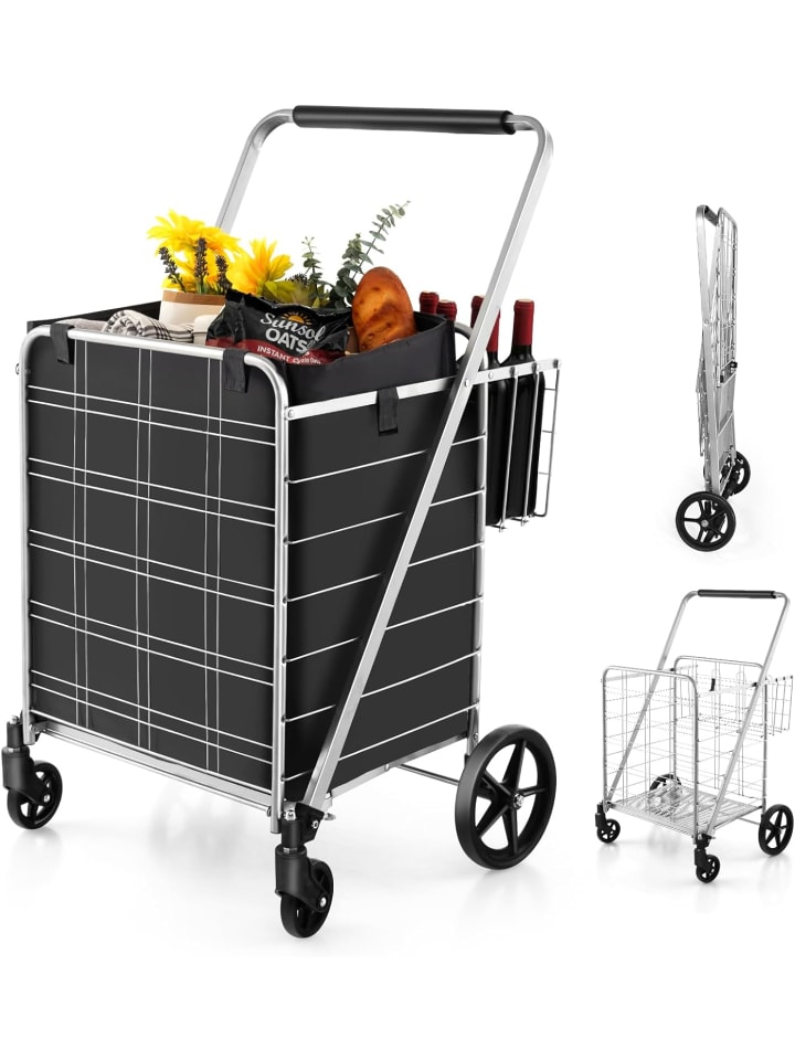 COSTWAY Einkaufstrolley Klappbar in Silber günstig kaufen onesize