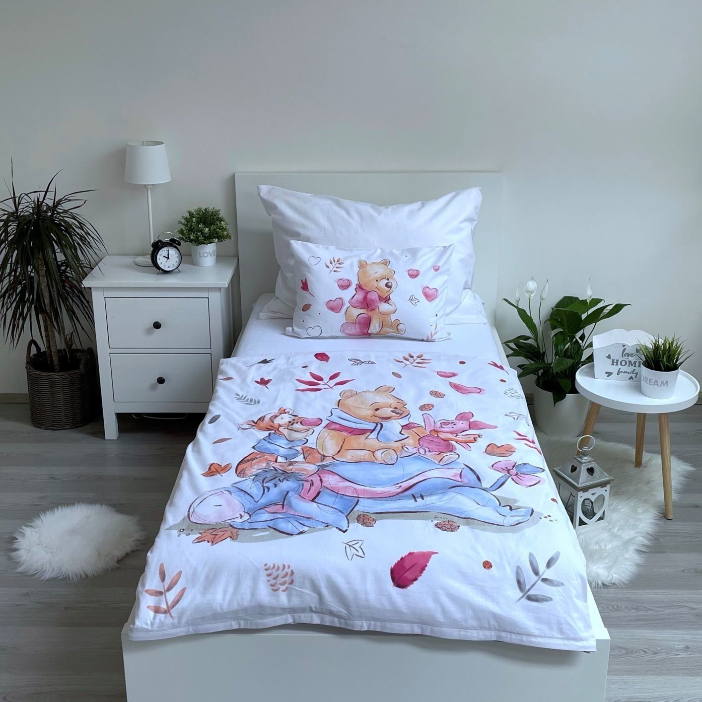 Babybettwäsche Winnie Pooh Kinder Bettwäsche Kopfkissen Bettdecke  100x135 cm,  Winnie Puuh, Renforcé, 2 teilig, 100% Baumwolle