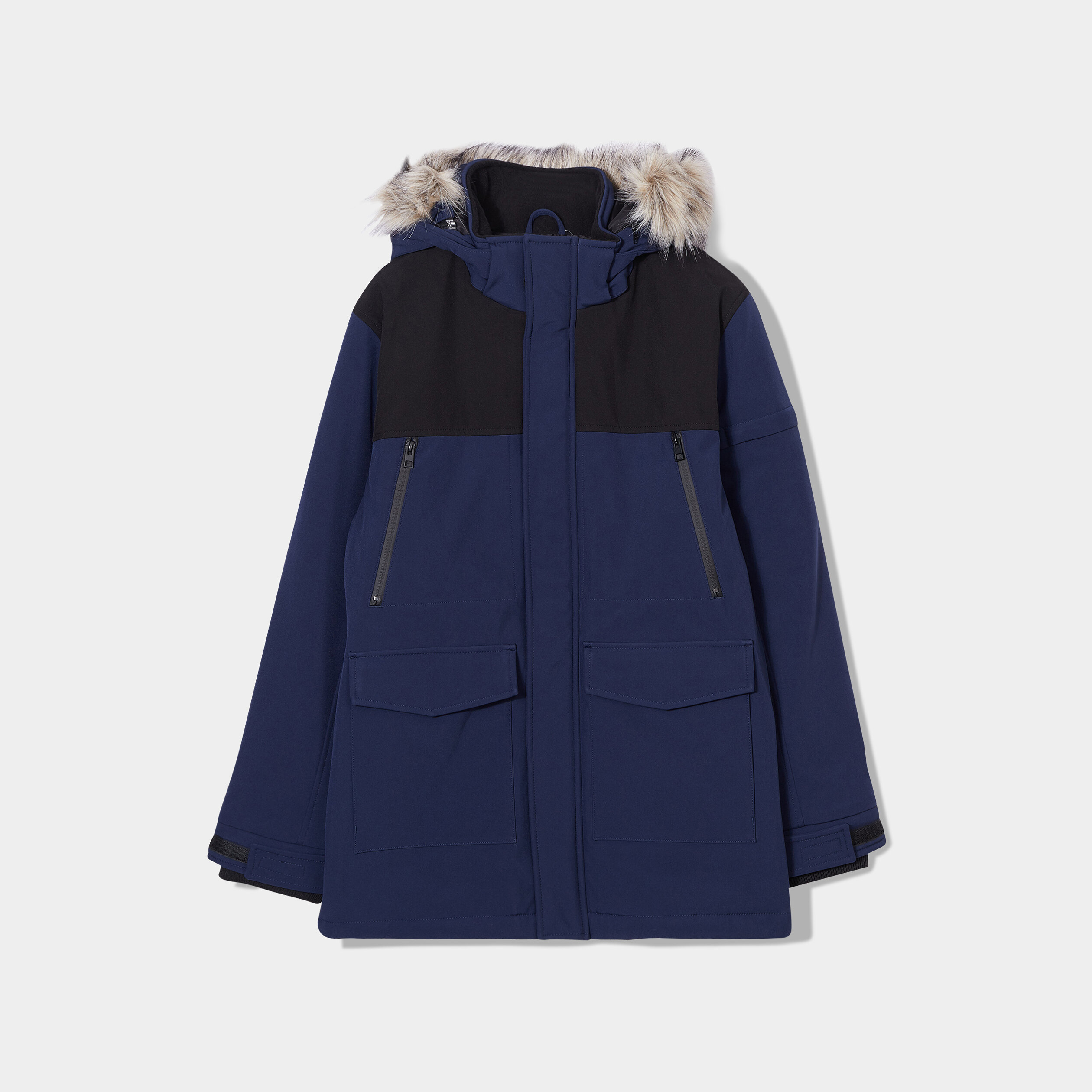 Parka avec capuche fausse fourrure bleu foncé homme | La Halle