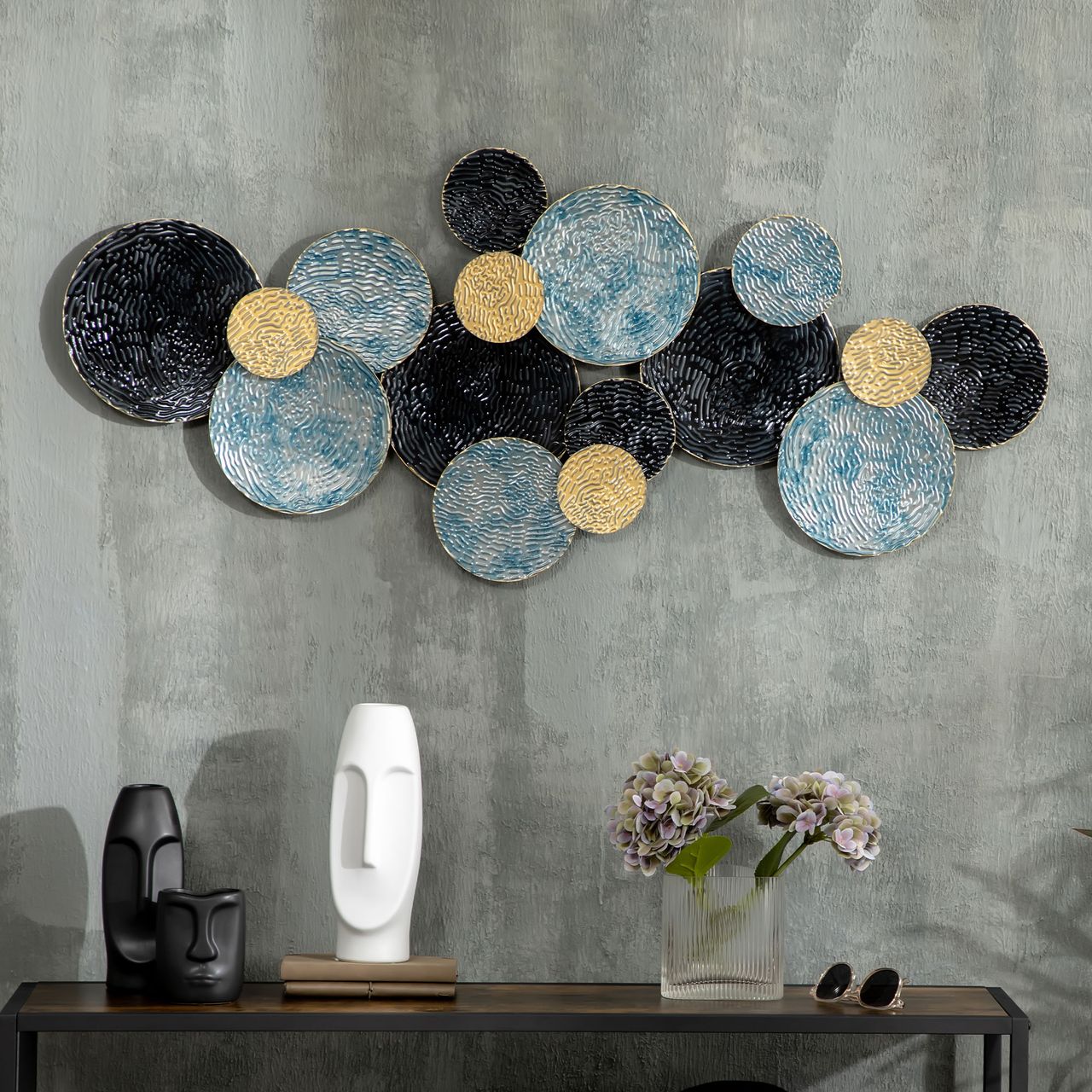 HOMCOM 3D Wandbild Metallbild für Esszimmer 121 x 53cm
