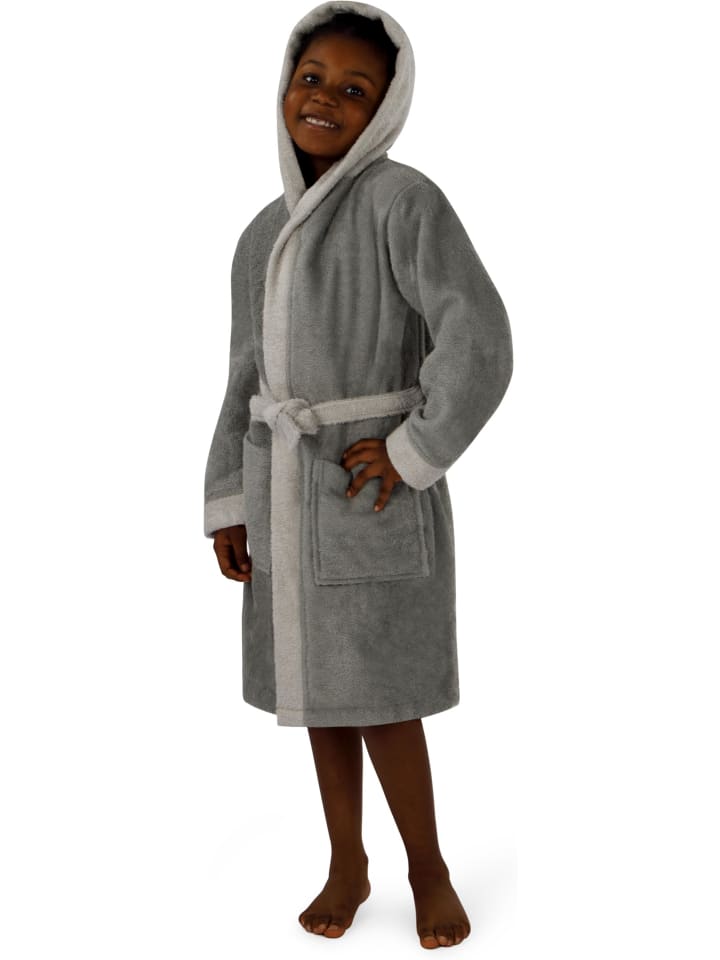 normani Kinder Bademantel aus Bio-Baumwolle Elounda in Grau günstig kaufen
