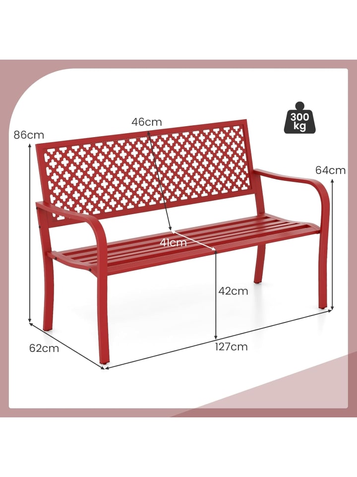 COSTWAY Gartenbank Metall 127x62x86cm in Rot günstig kaufen onesize