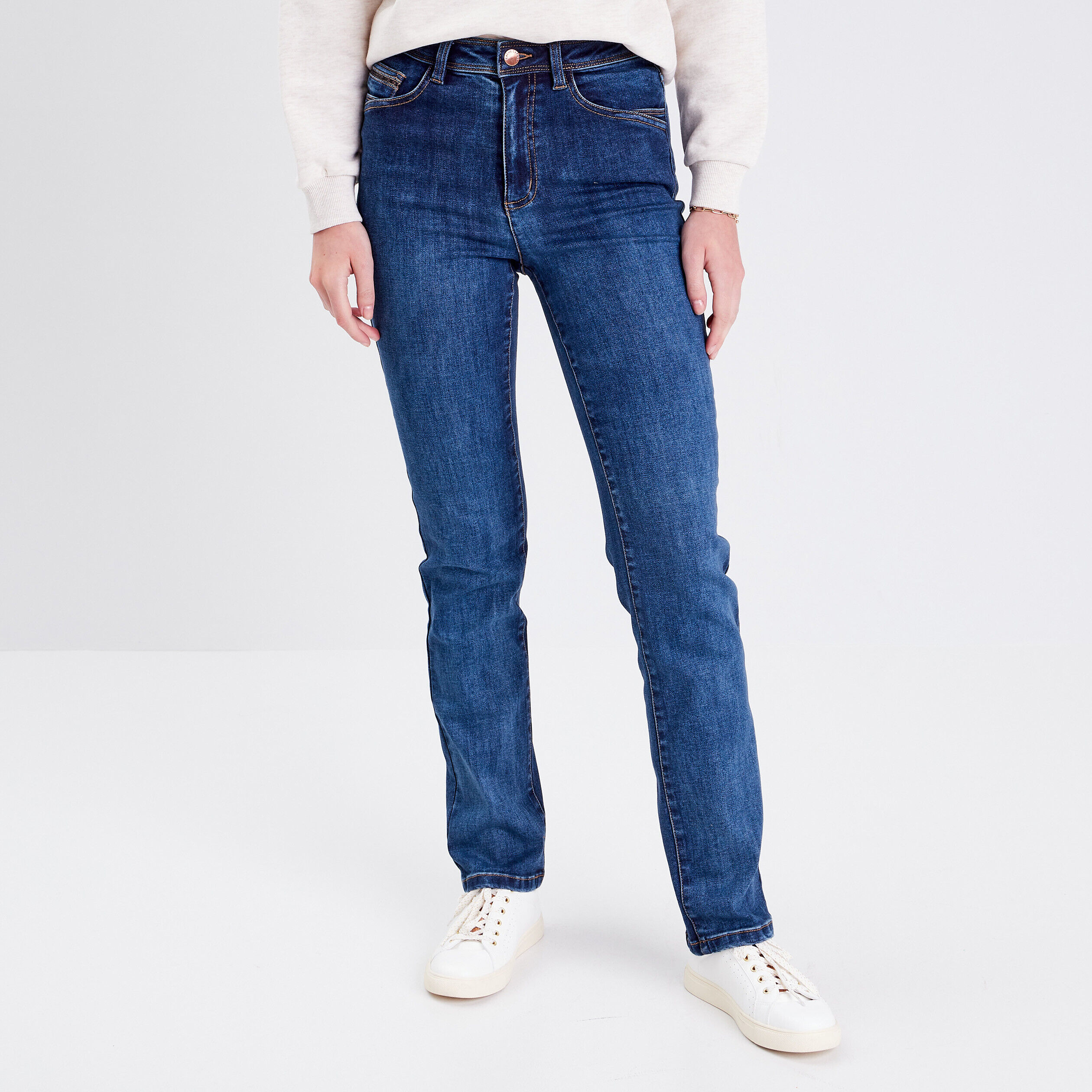 Jeans regular taille haute denim brut femme | Cache Cache