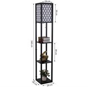 HOMCOM Stehleuchte mit Regalen E27 bis 40W für Wohn-/Schlafzimmer 26 x 26 x 160 cm Holz Schwarz