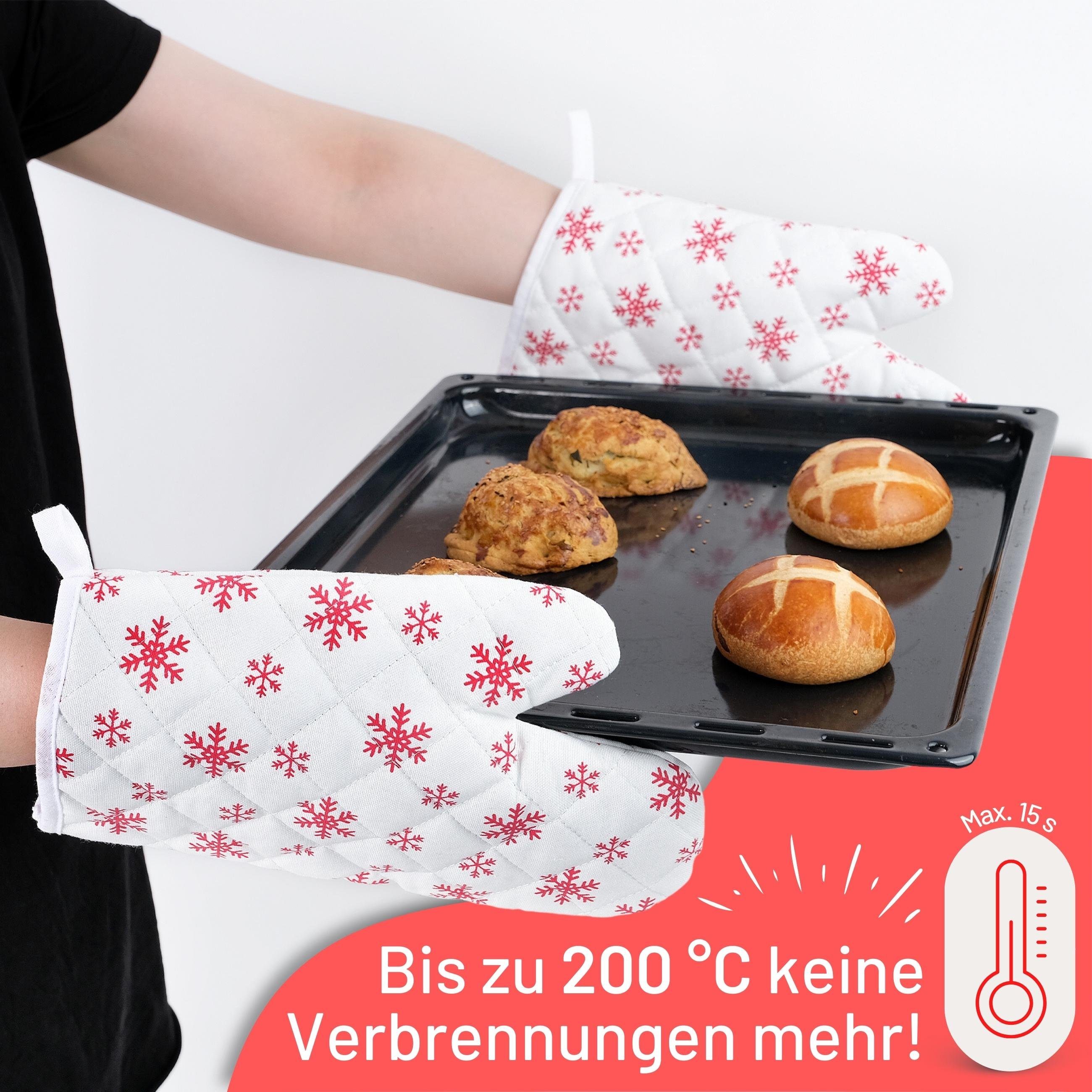 Parpalinam Topfhandschuhe Ofenhandschuhe 2er Set Weihnachten Hitzebeständig, Pures Baumwollgefühl, ohne Silikon