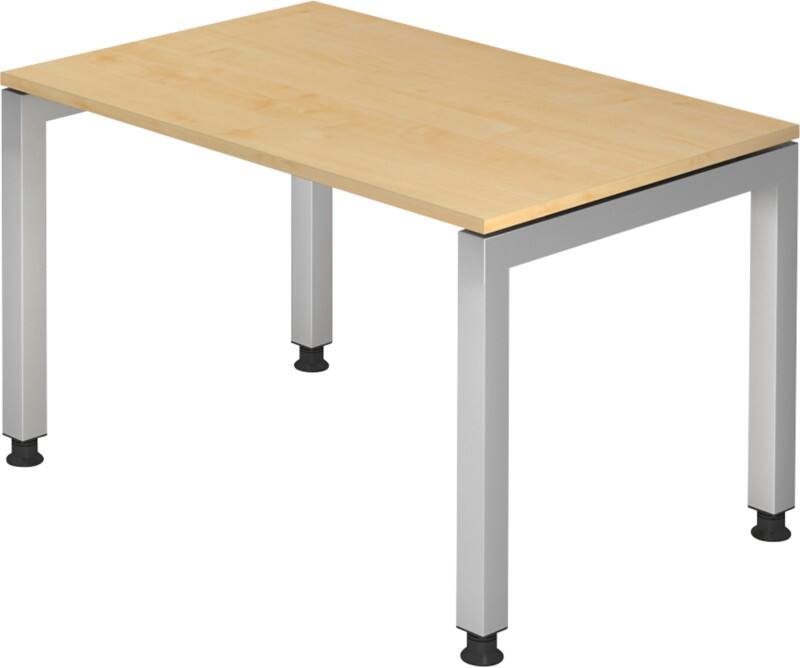 Hammerbacher J Serie Höhenverstellbarer Schreibtisch Rechteckig Ahorn Holz Silber 4 Füße 1.200 x 680 mm