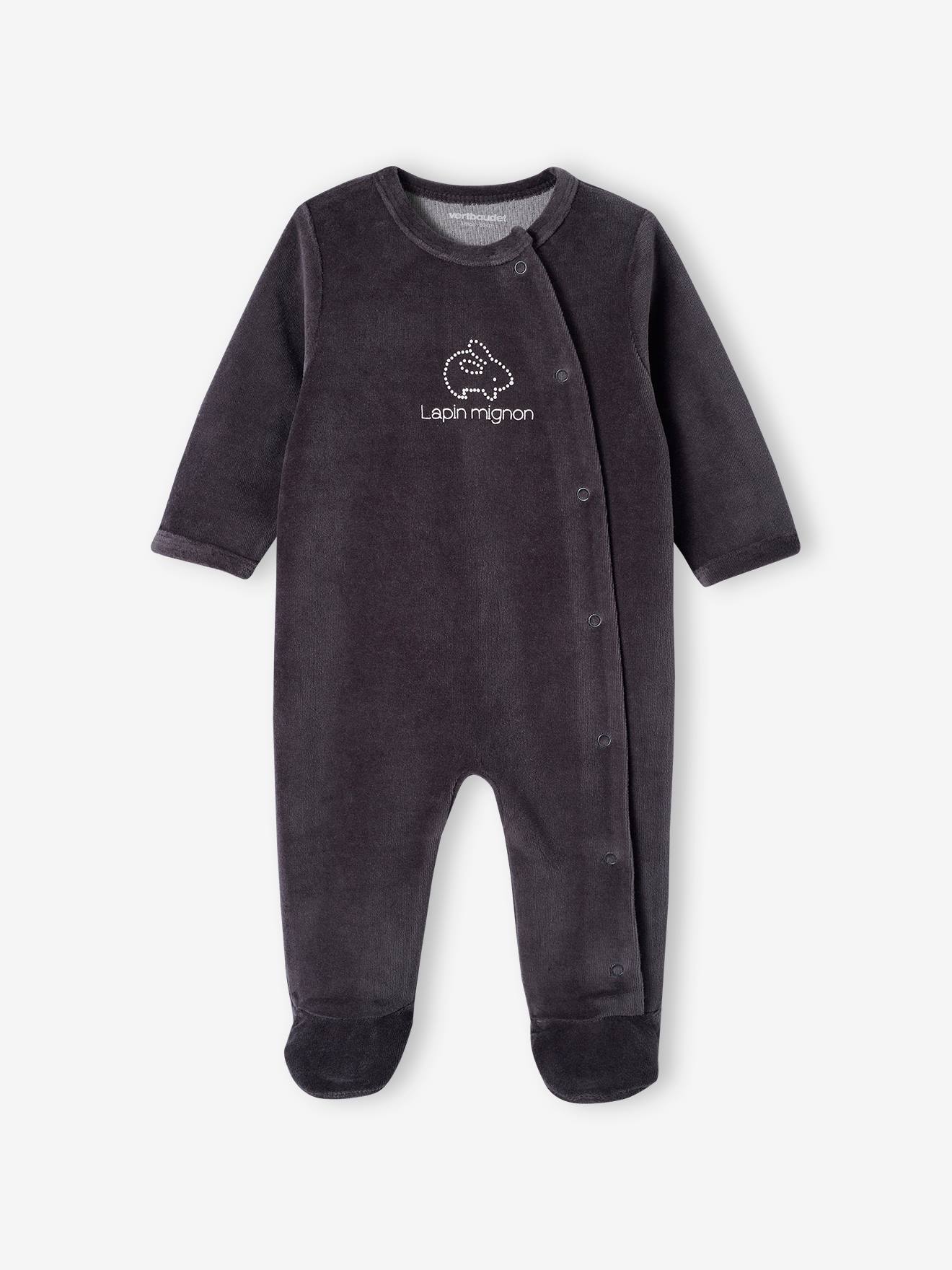 Lot de 2 dors-bien ouverture devant bébé en velours denim gris