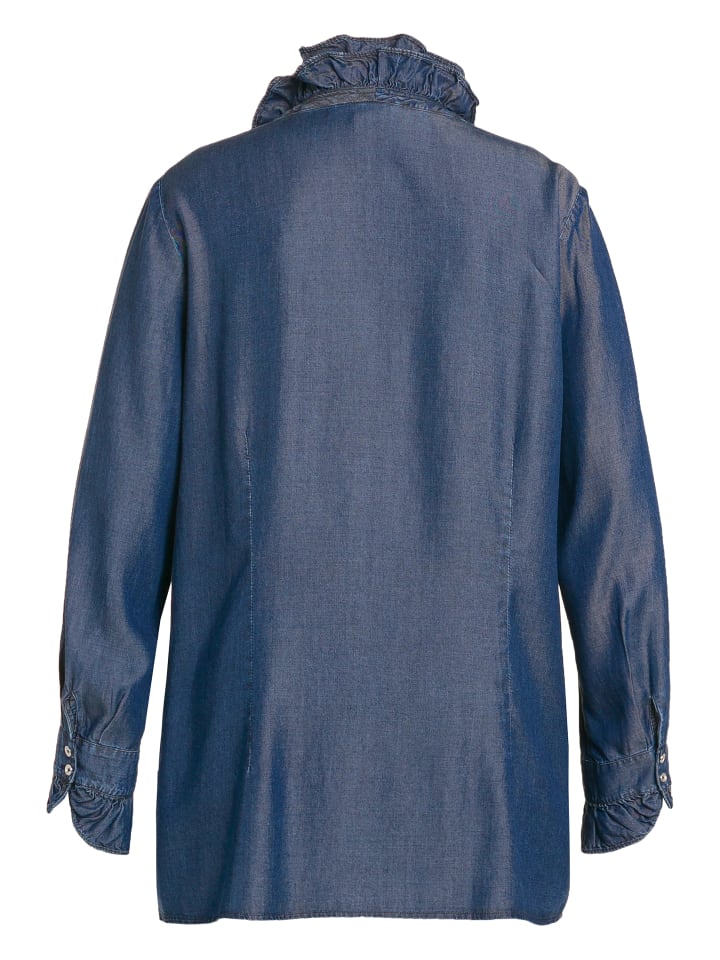 Ulla Popken Trachtenbluse in blue denim günstig kaufen 46-48