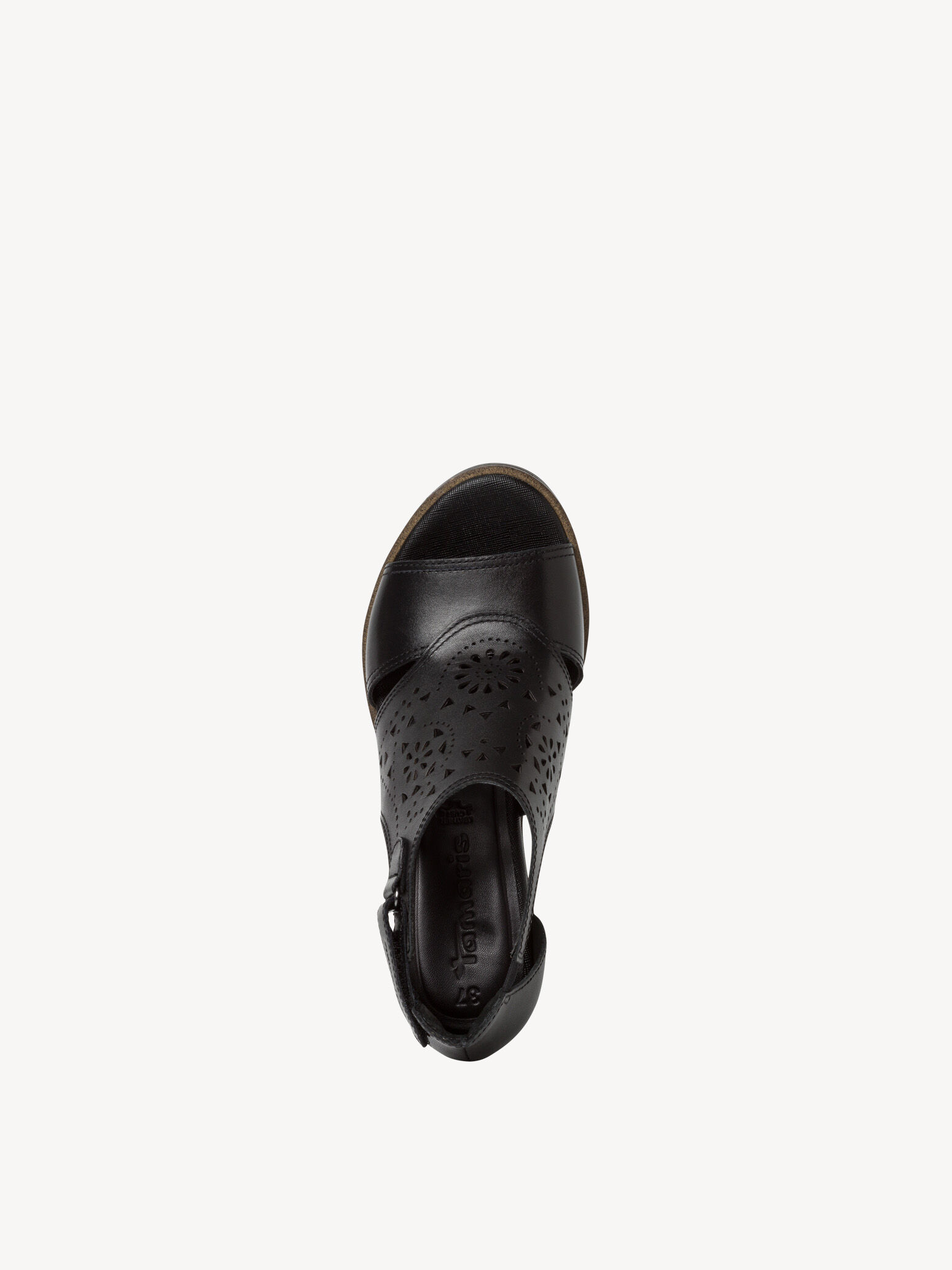 Sandale à talon en cuir - noir