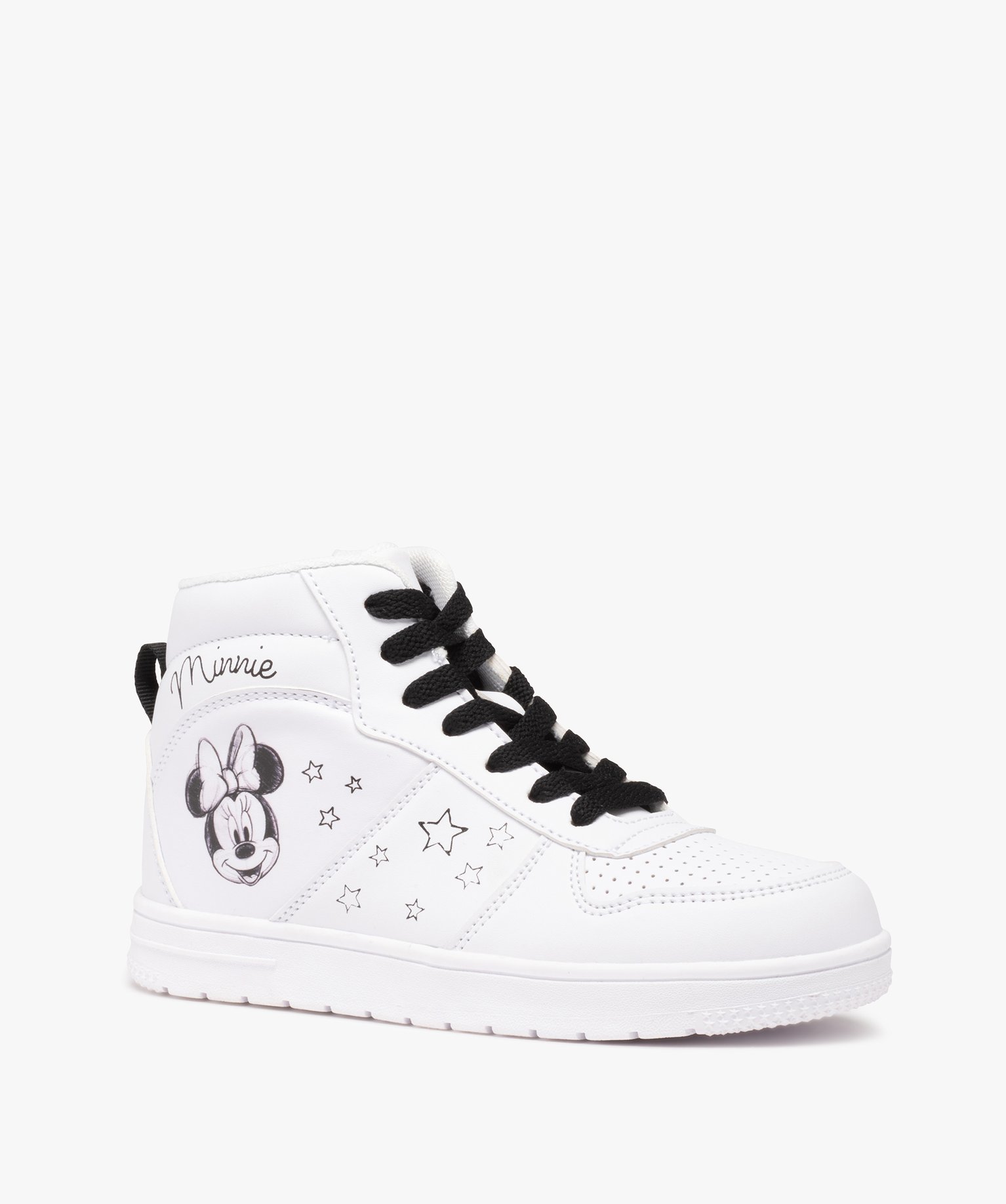 Baskets fille mid-cut à fermeture lacets et zip - Minnie blanc | GEMO