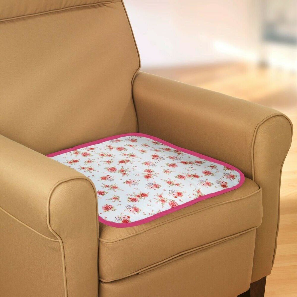 WENKO Inkontinenz-Sitzauflage 2-er Set Sitzbezug Stuhlauflage, Floral Stuhlkissen Sitzkissen, 100% Baumwolle