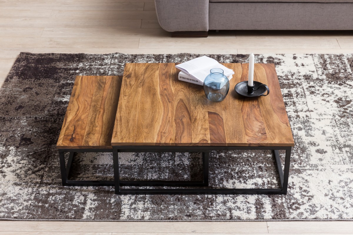 Wohnling Couchtisch AKOLA 2-teilig Massivholz