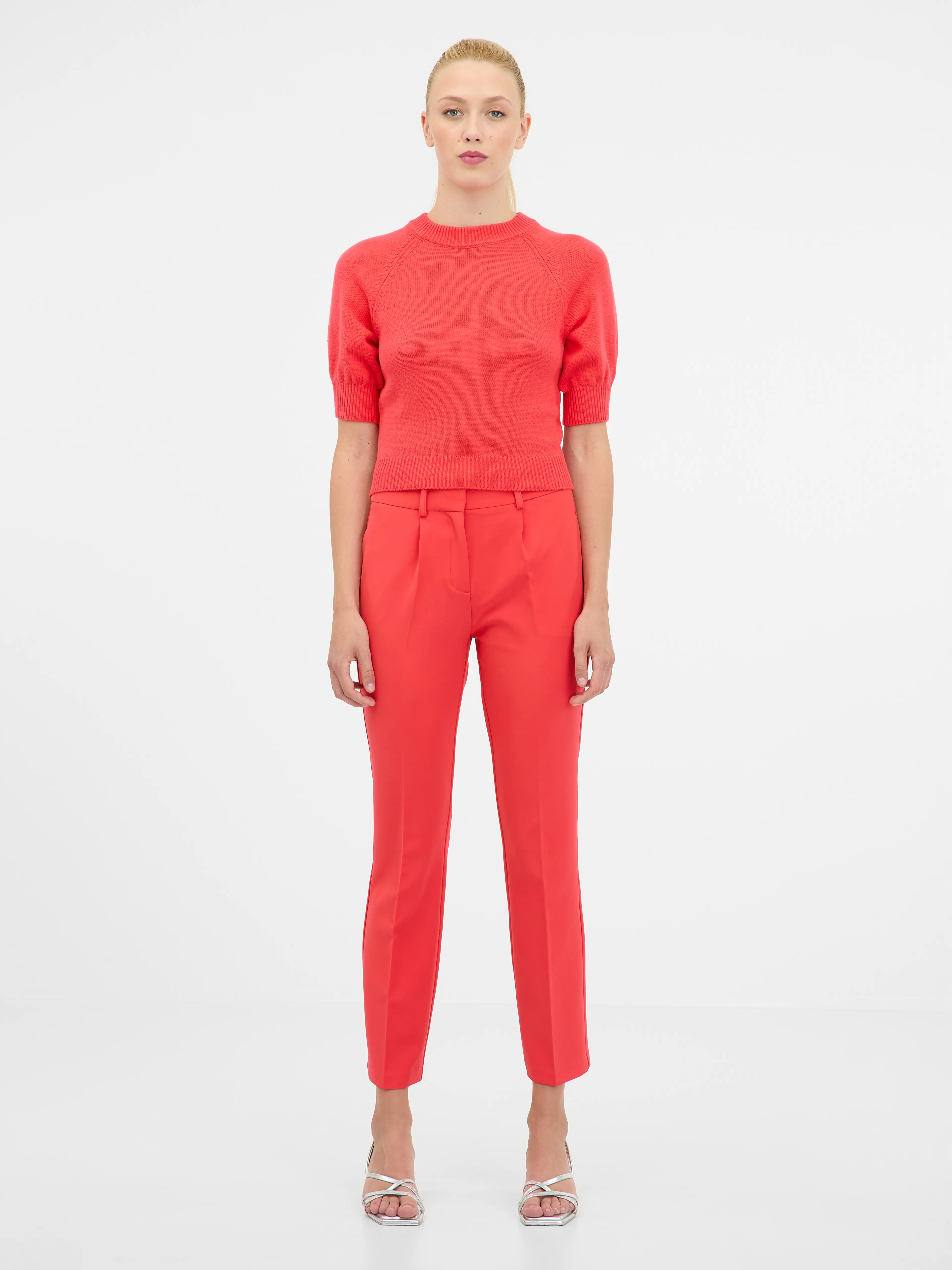 Roter Damen-Kurzarmpullover ORSAY